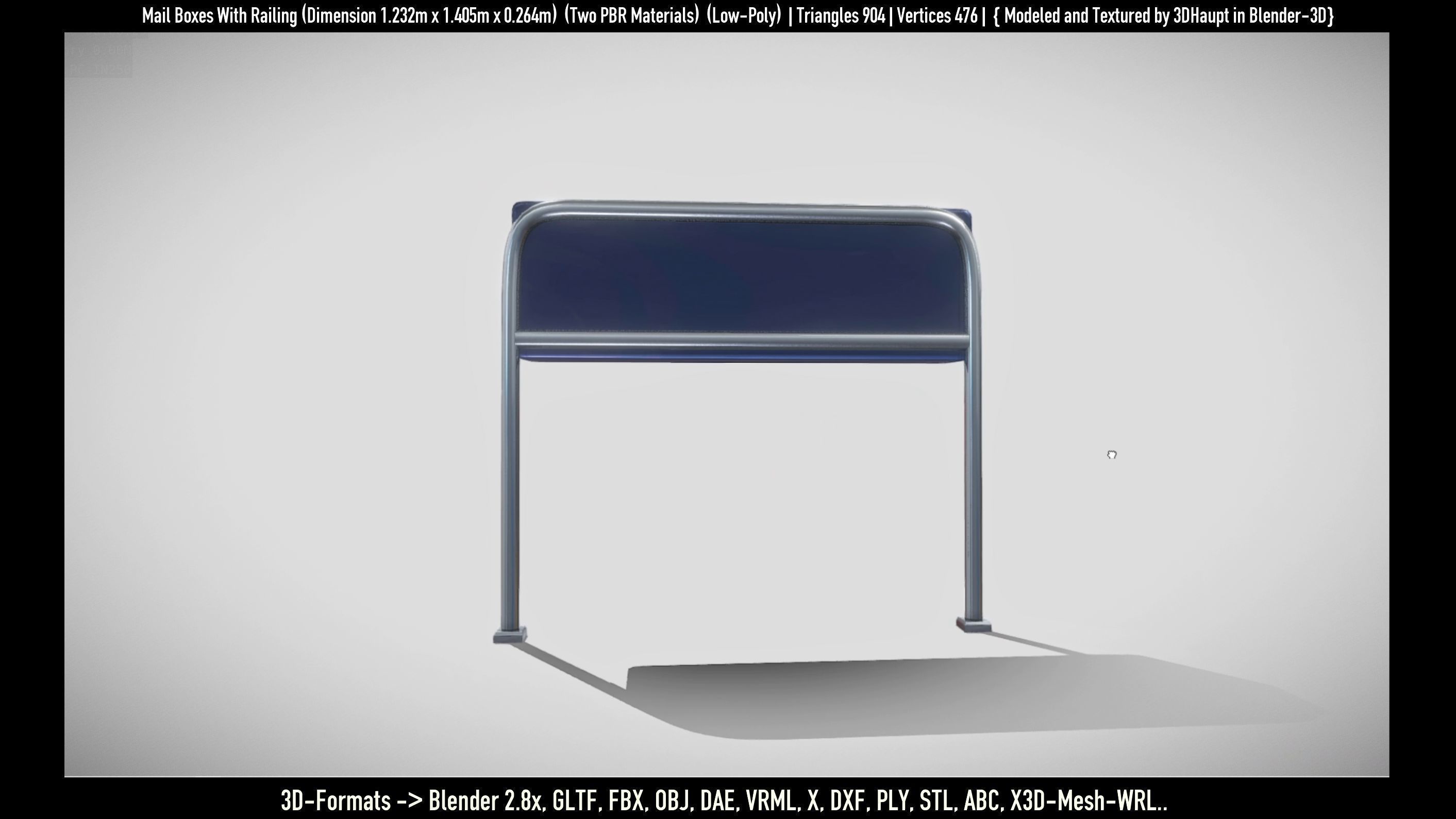 Mail Boxes with Railing Low-poly 3D model_6