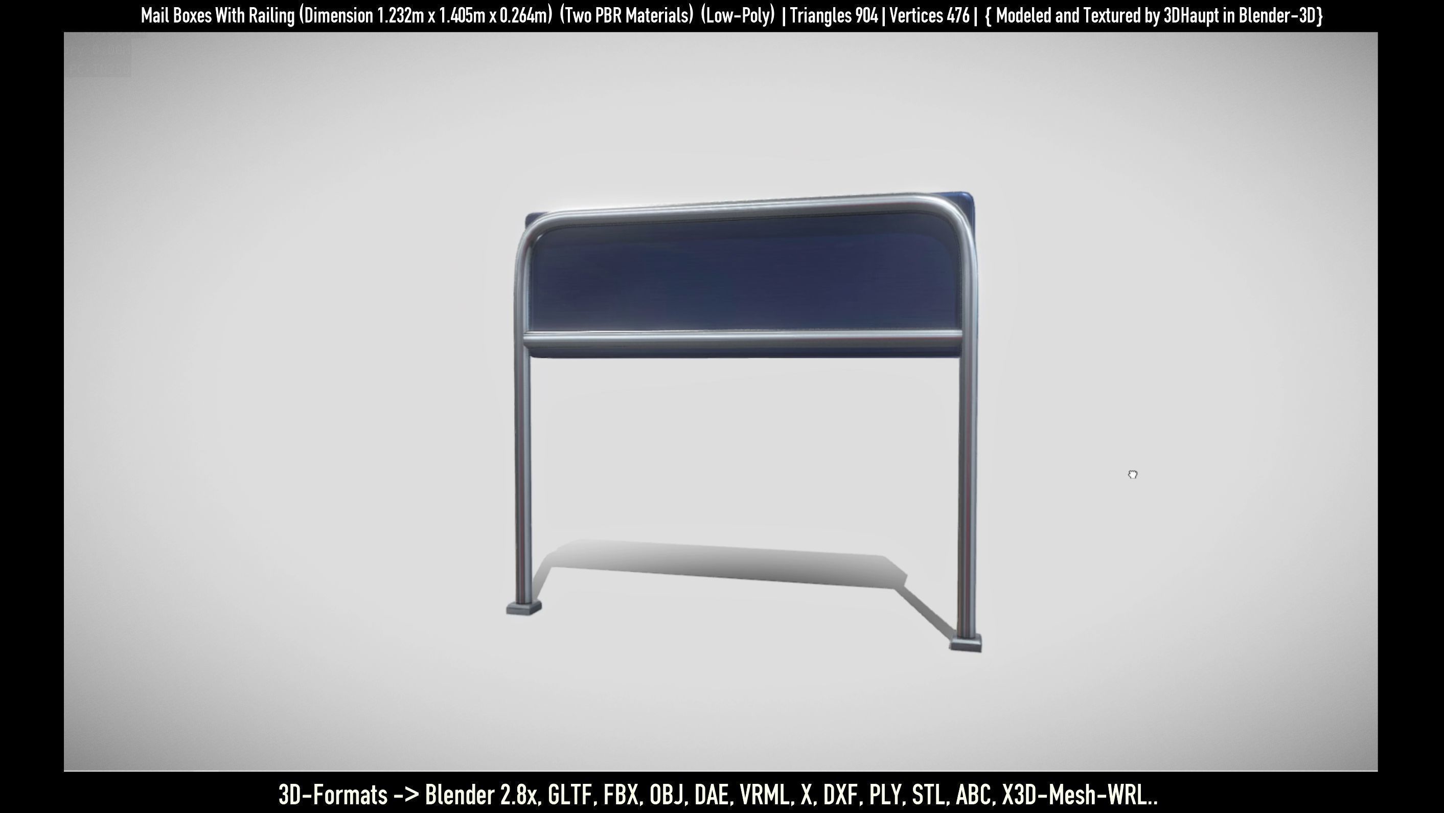 Mail Boxes with Railing Low-poly 3D model_77