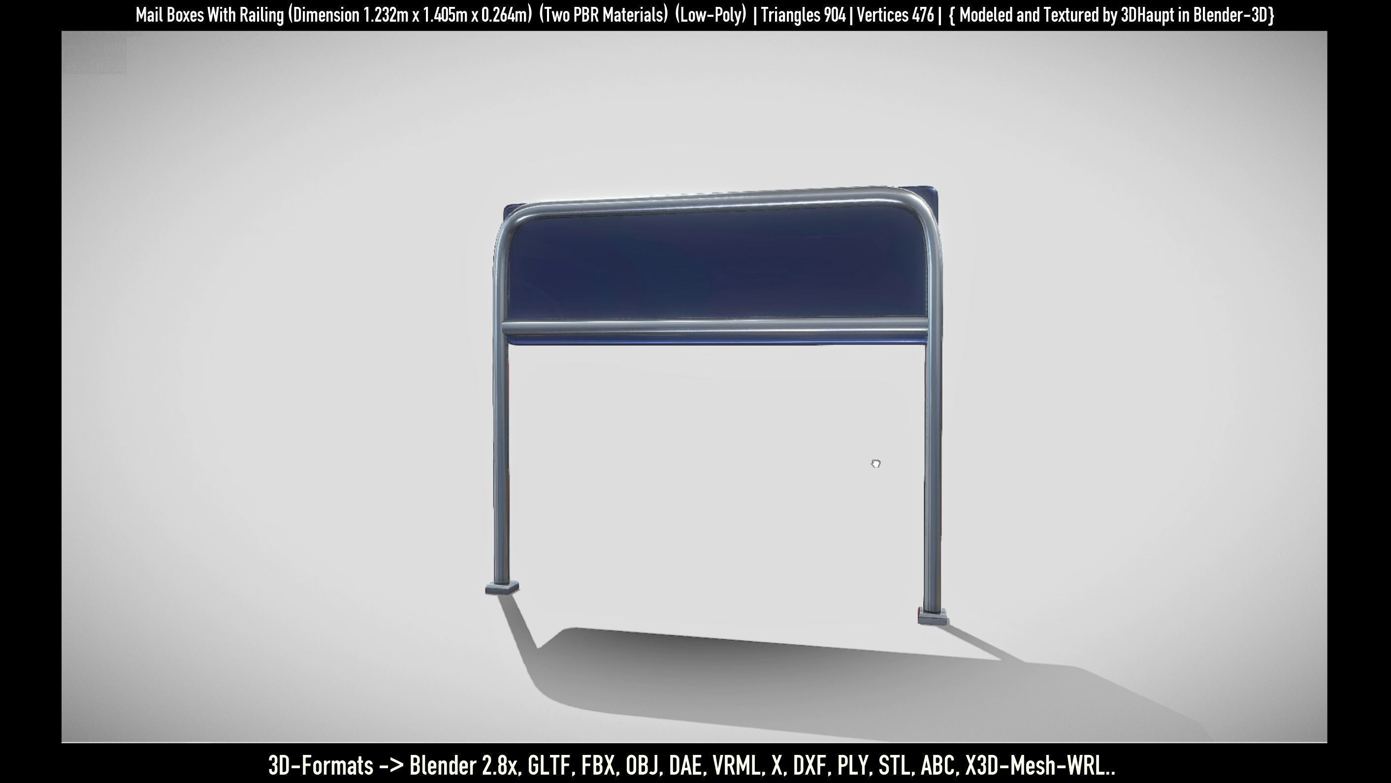 Mail Boxes with Railing Low-poly 3D model_87