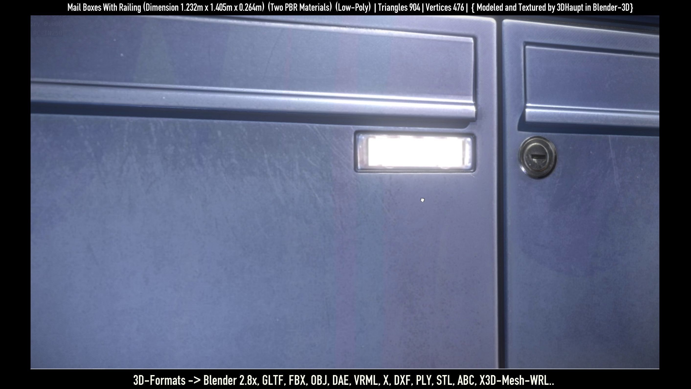 Mail Boxes with Railing Low-poly 3D model_43