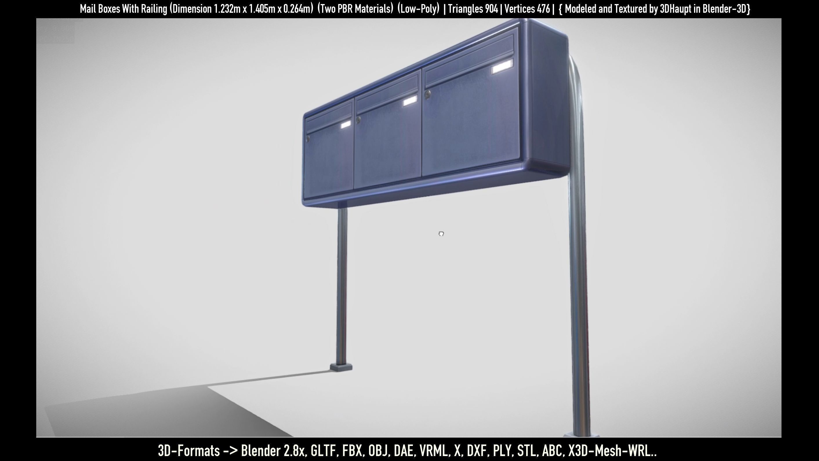 Mail Boxes with Railing Low-poly 3D model_85