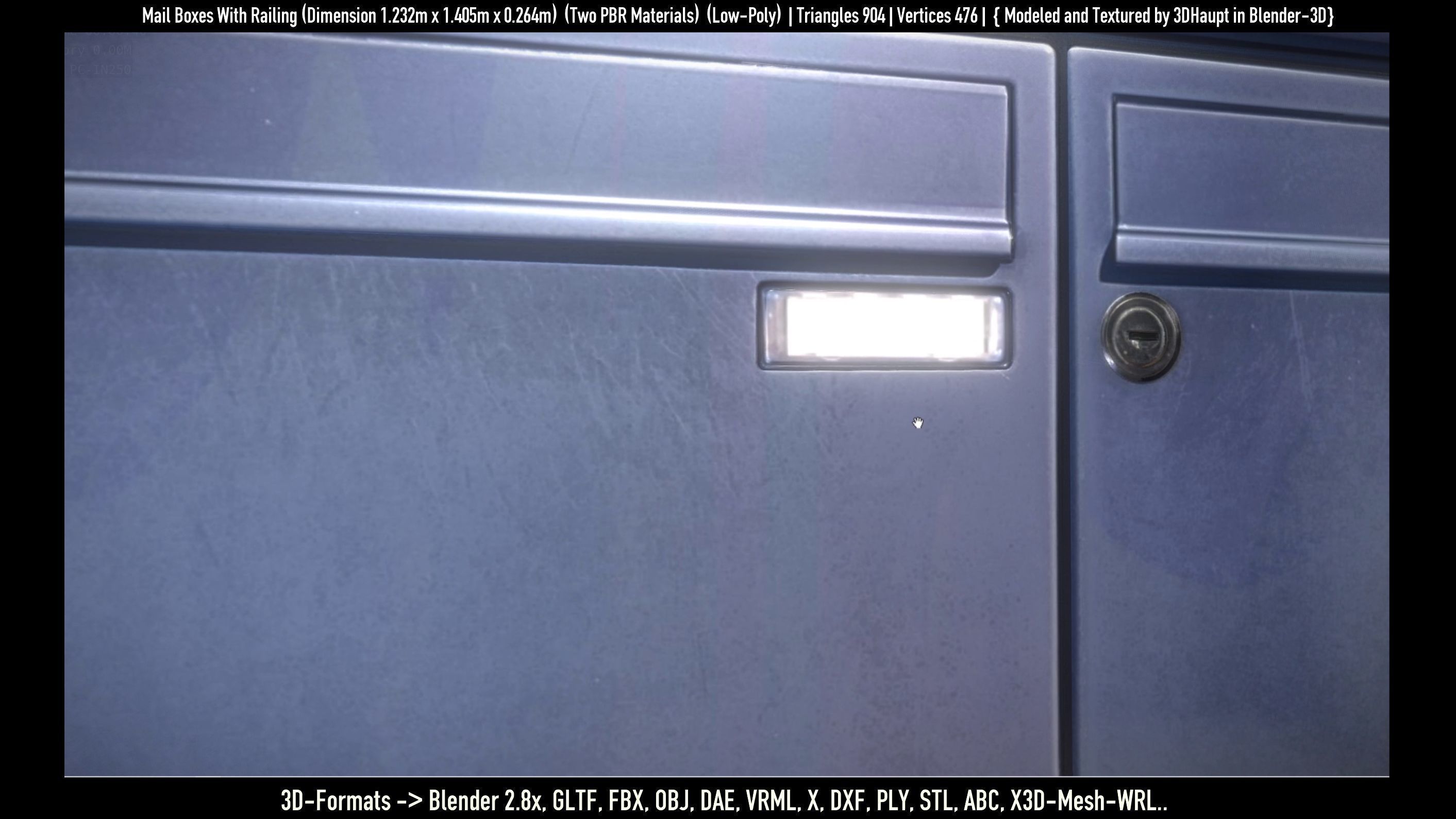 Mail Boxes with Railing Low-poly 3D model_42