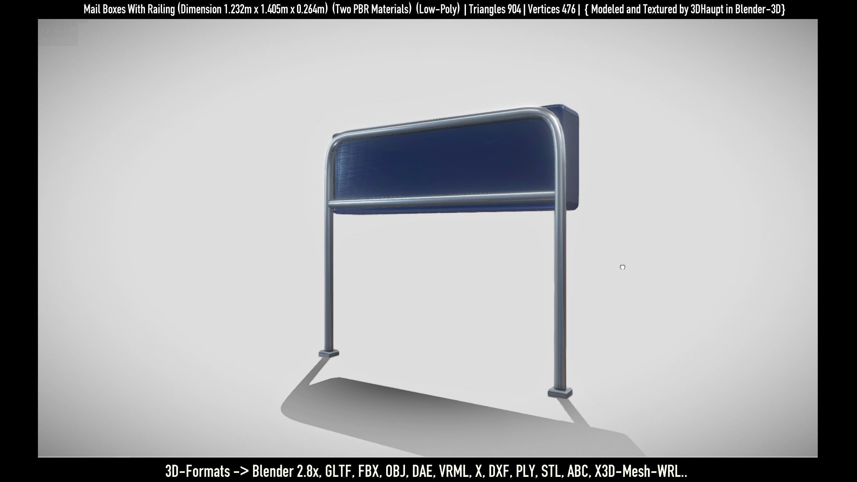 Mail Boxes with Railing Low-poly 3D model_5