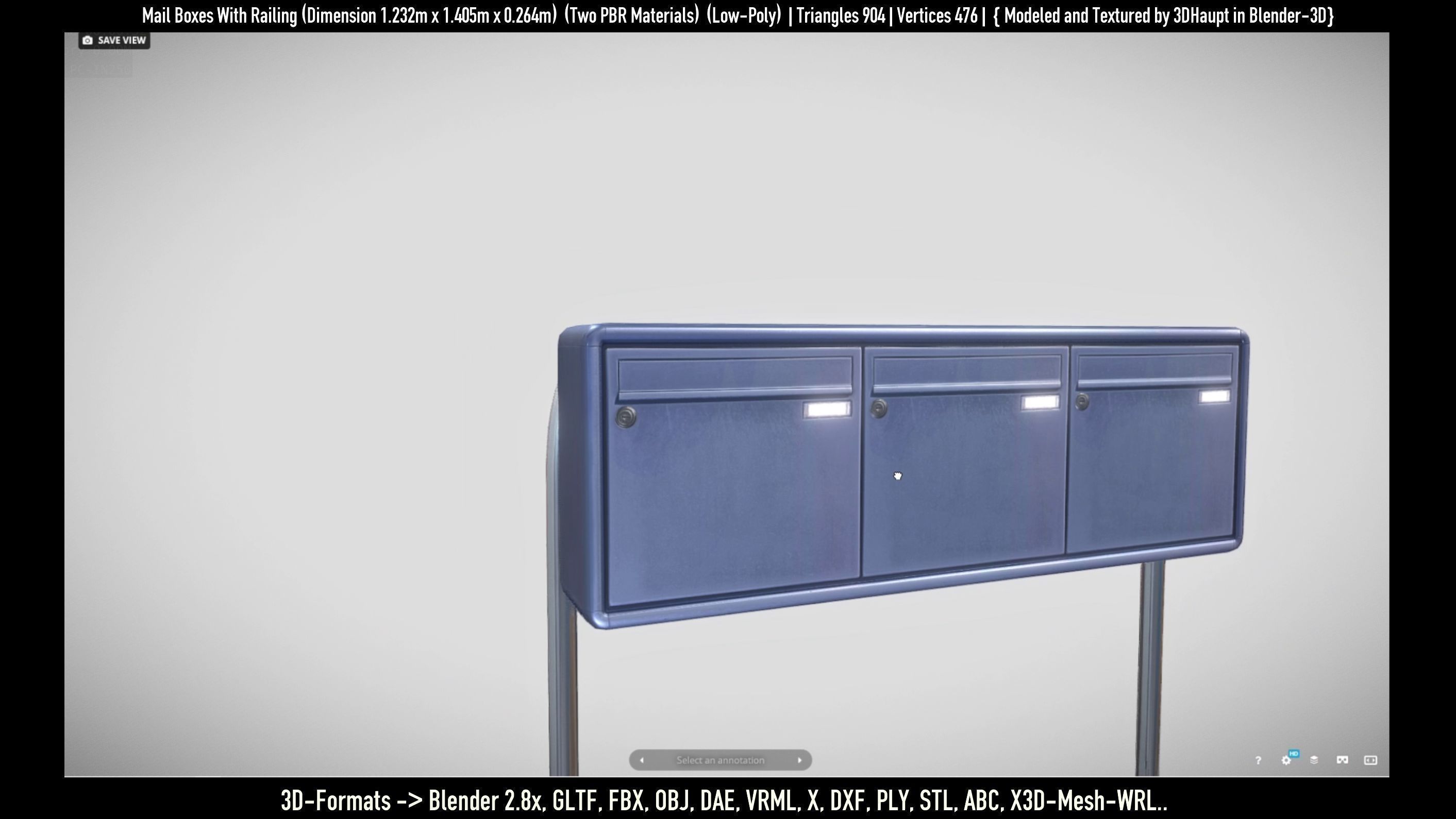 Mail Boxes with Railing Low-poly 3D model_18