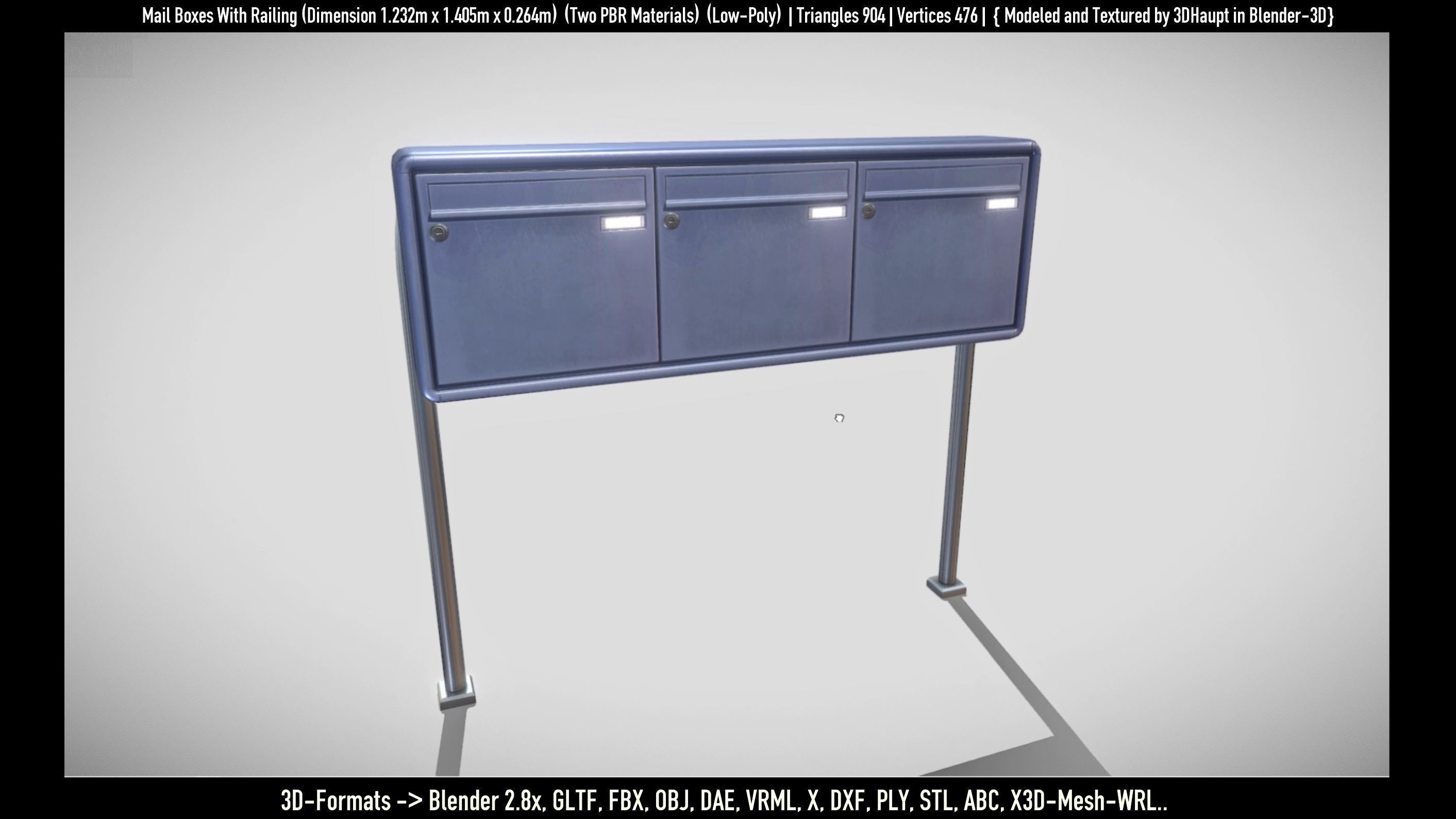Mail Boxes with Railing Low-poly 3D model_63