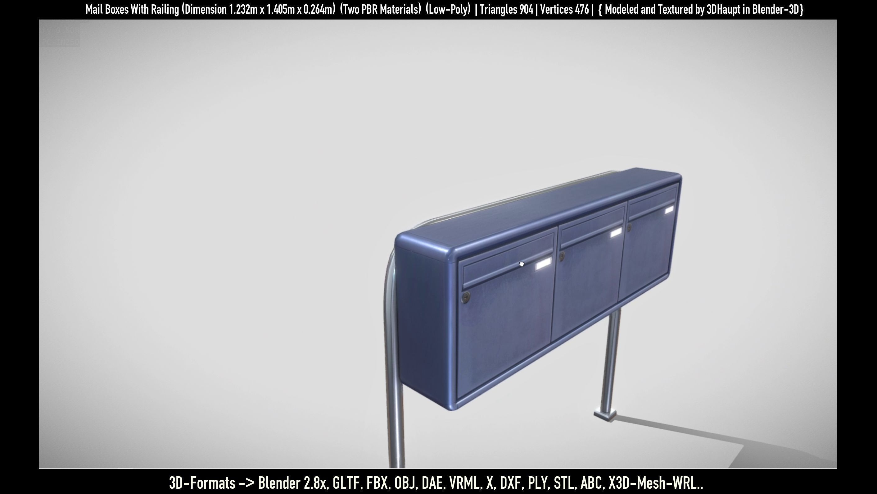 Mail Boxes with Railing Low-poly 3D model_56