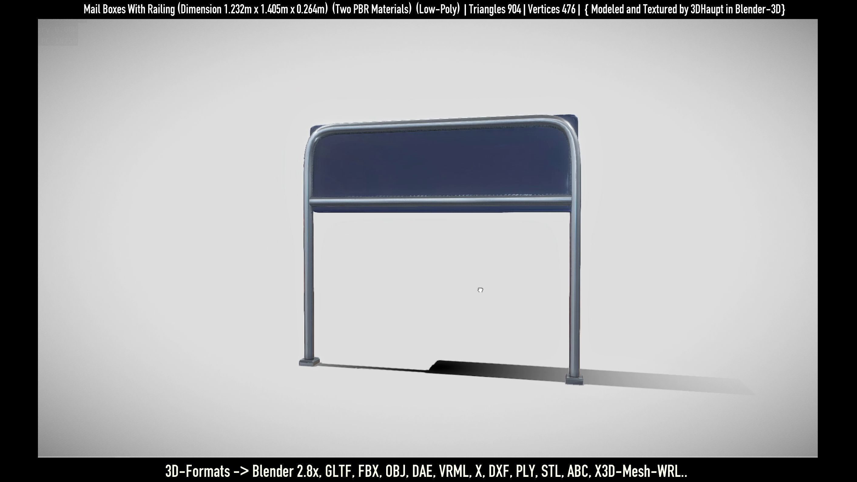 Mail Boxes with Railing Low-poly 3D model_81
