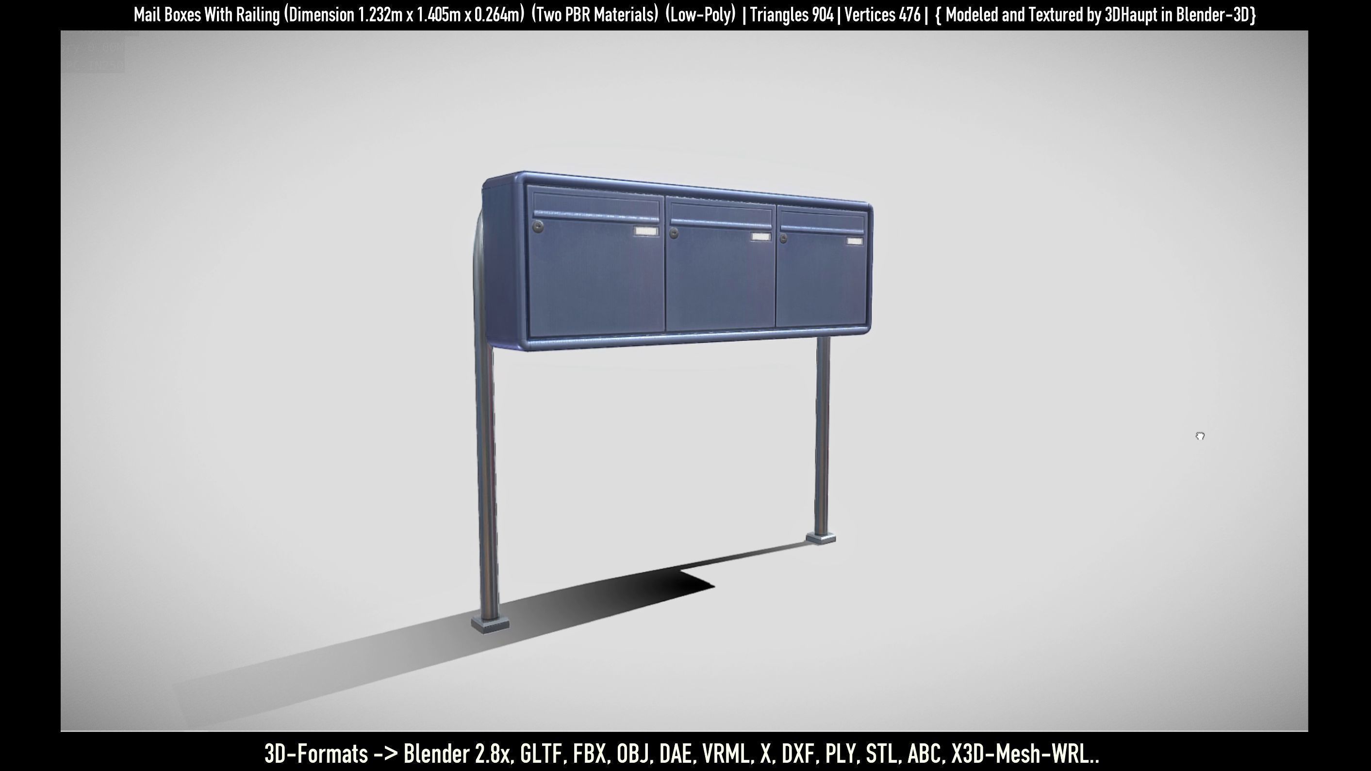 Mail Boxes with Railing Low-poly 3D model_69