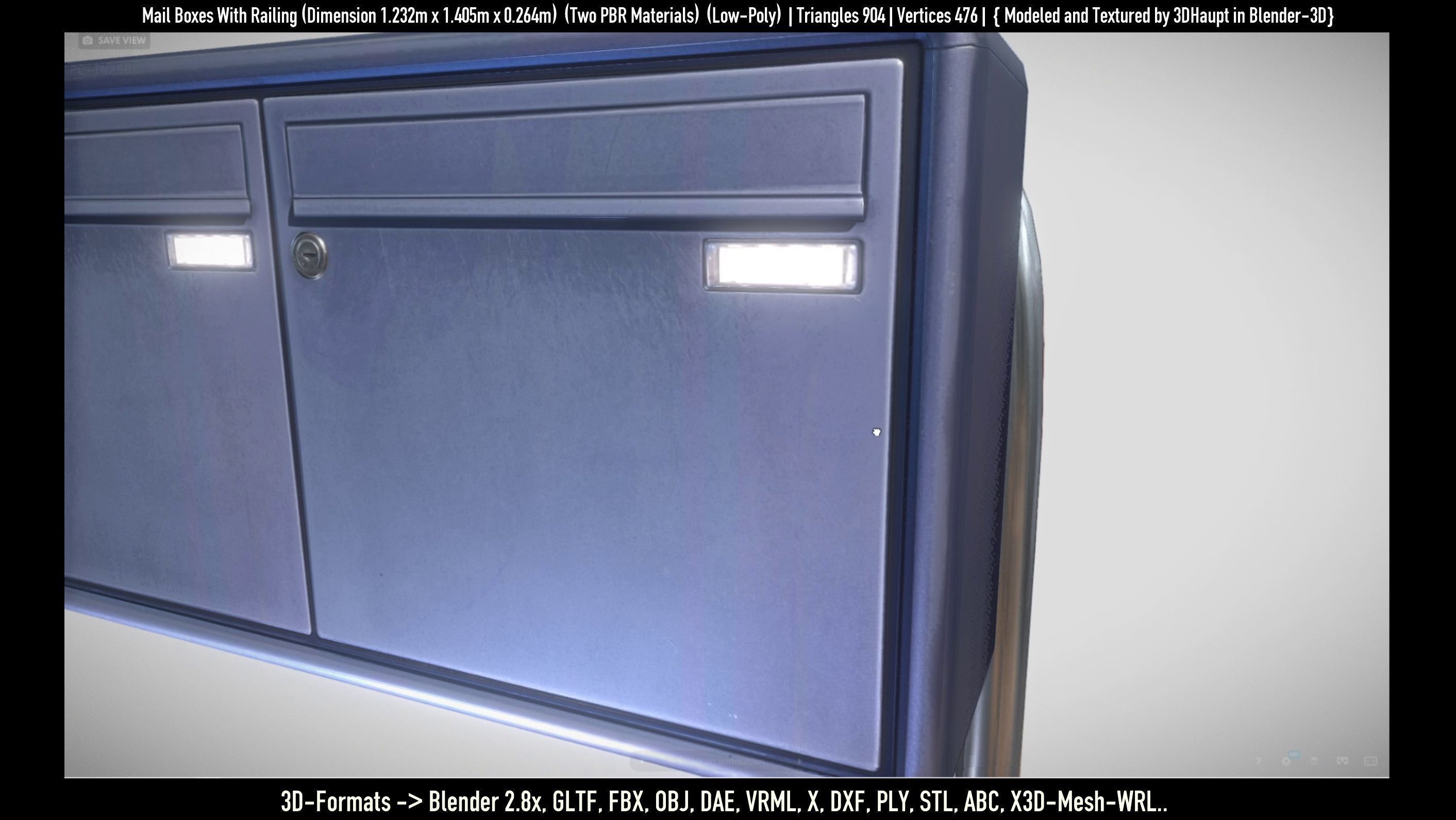 Mail Boxes with Railing Low-poly 3D model_15