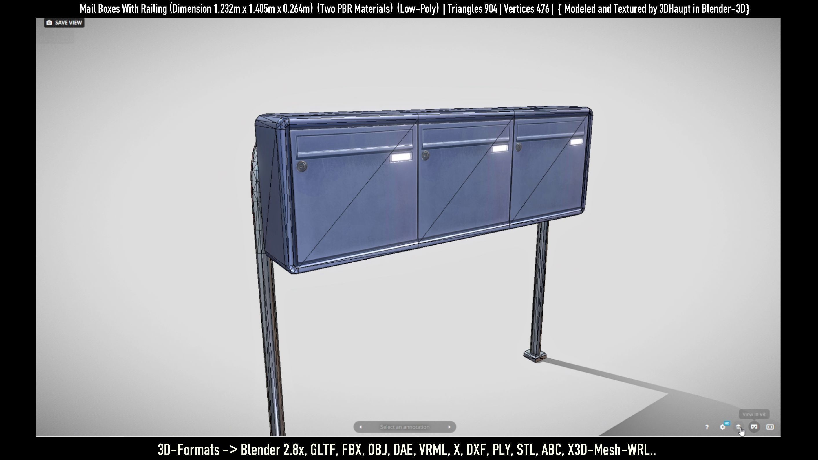 Mail Boxes with Railing Low-poly 3D model_23