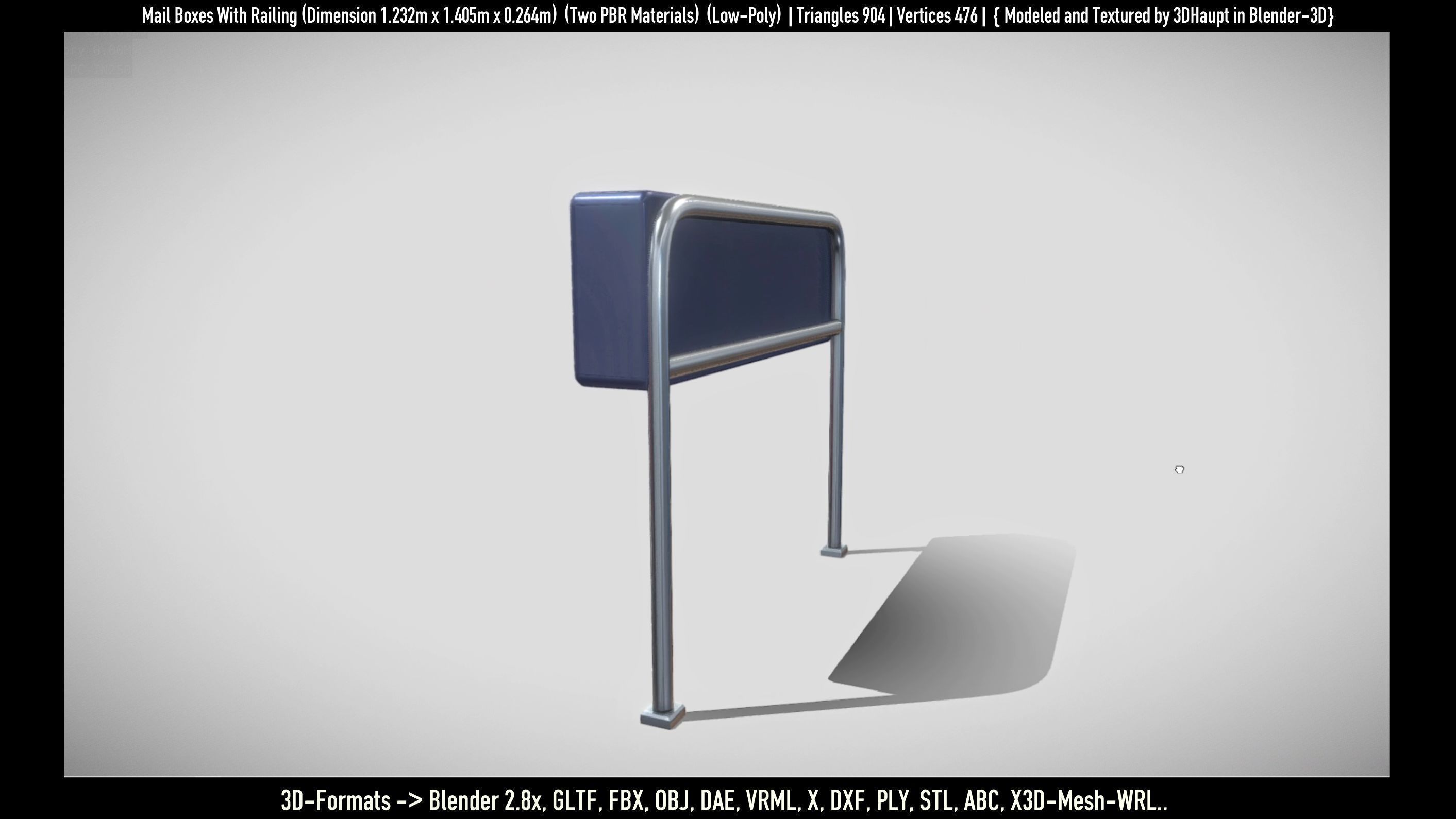 Mail Boxes with Railing Low-poly 3D model_62