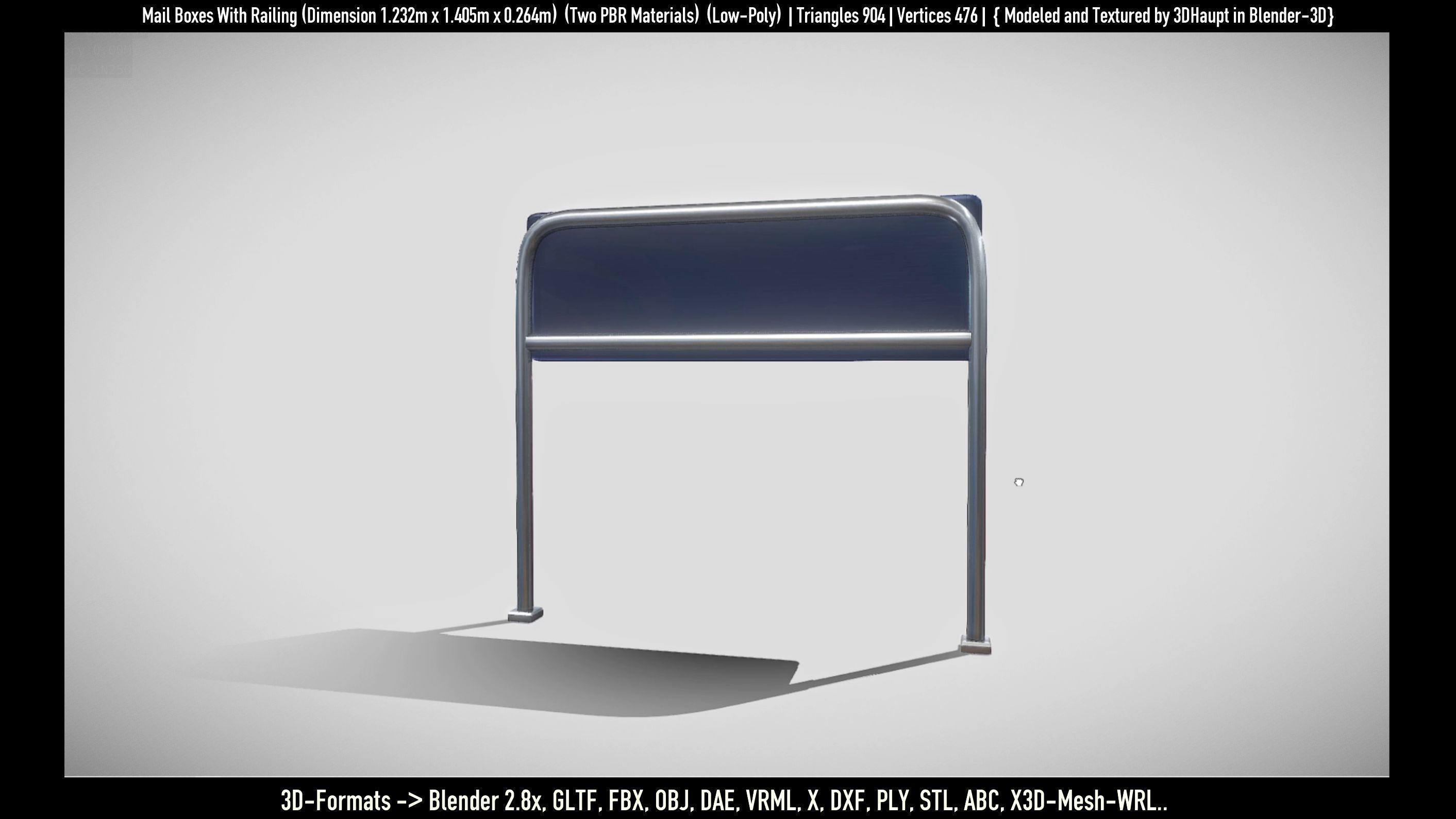 Mail Boxes with Railing Low-poly 3D model_88