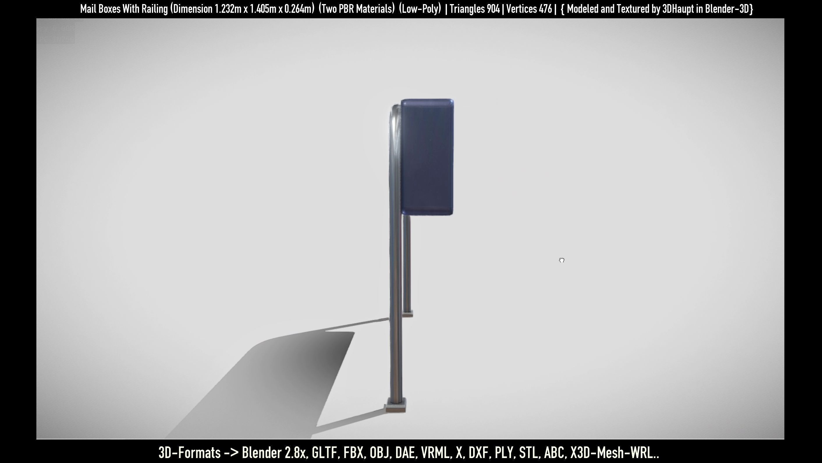 Mail Boxes with Railing Low-poly 3D model_3