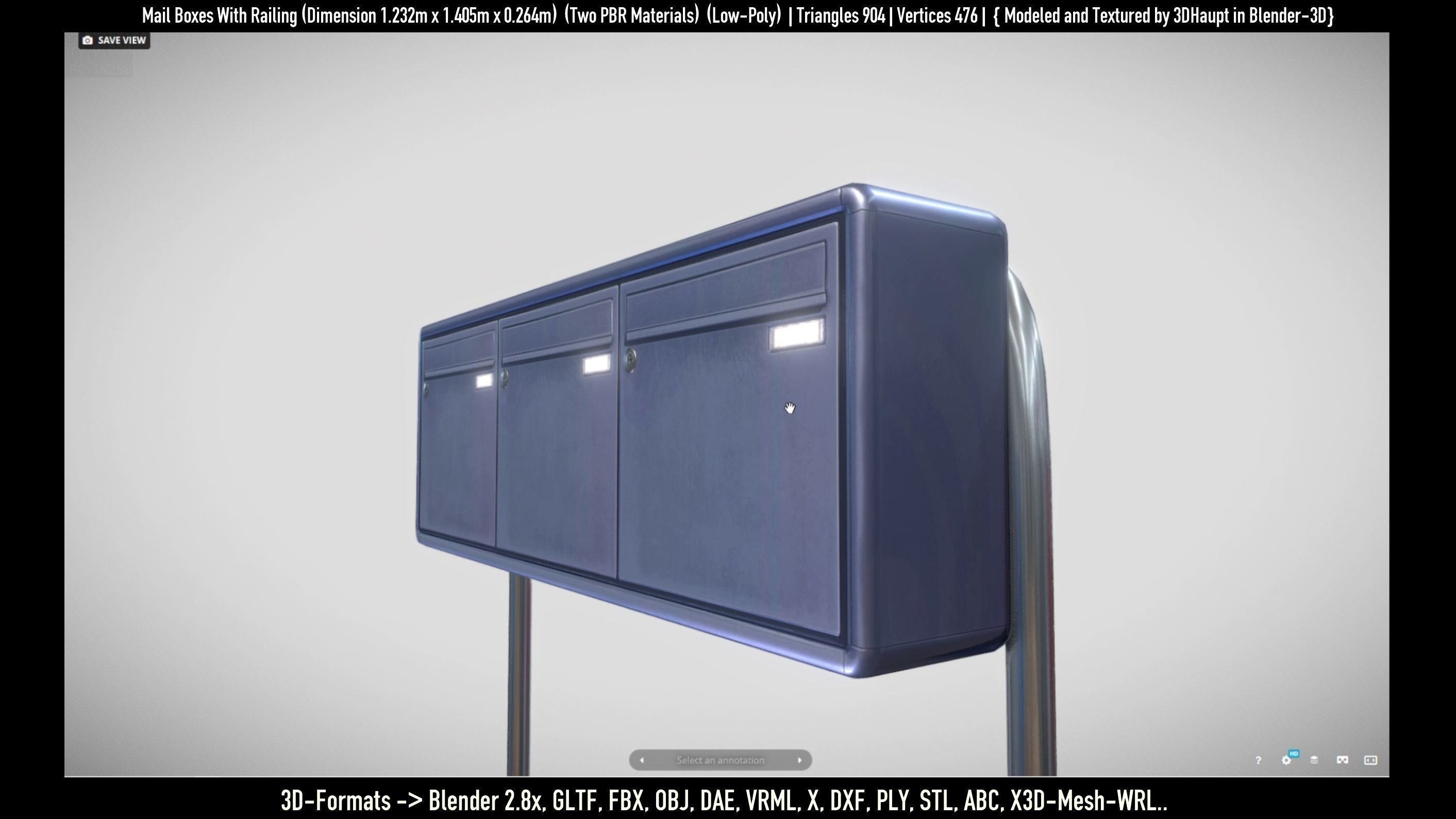 Mail Boxes with Railing Low-poly 3D model_31