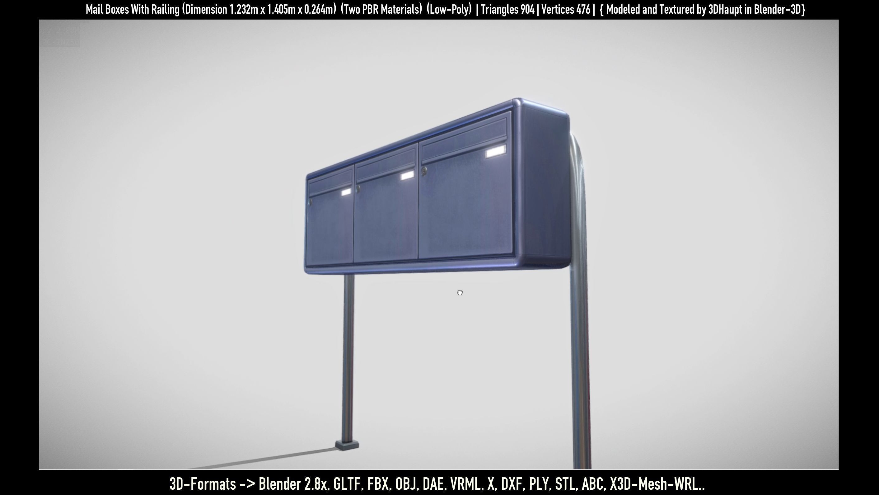 Mail Boxes with Railing Low-poly 3D model_91