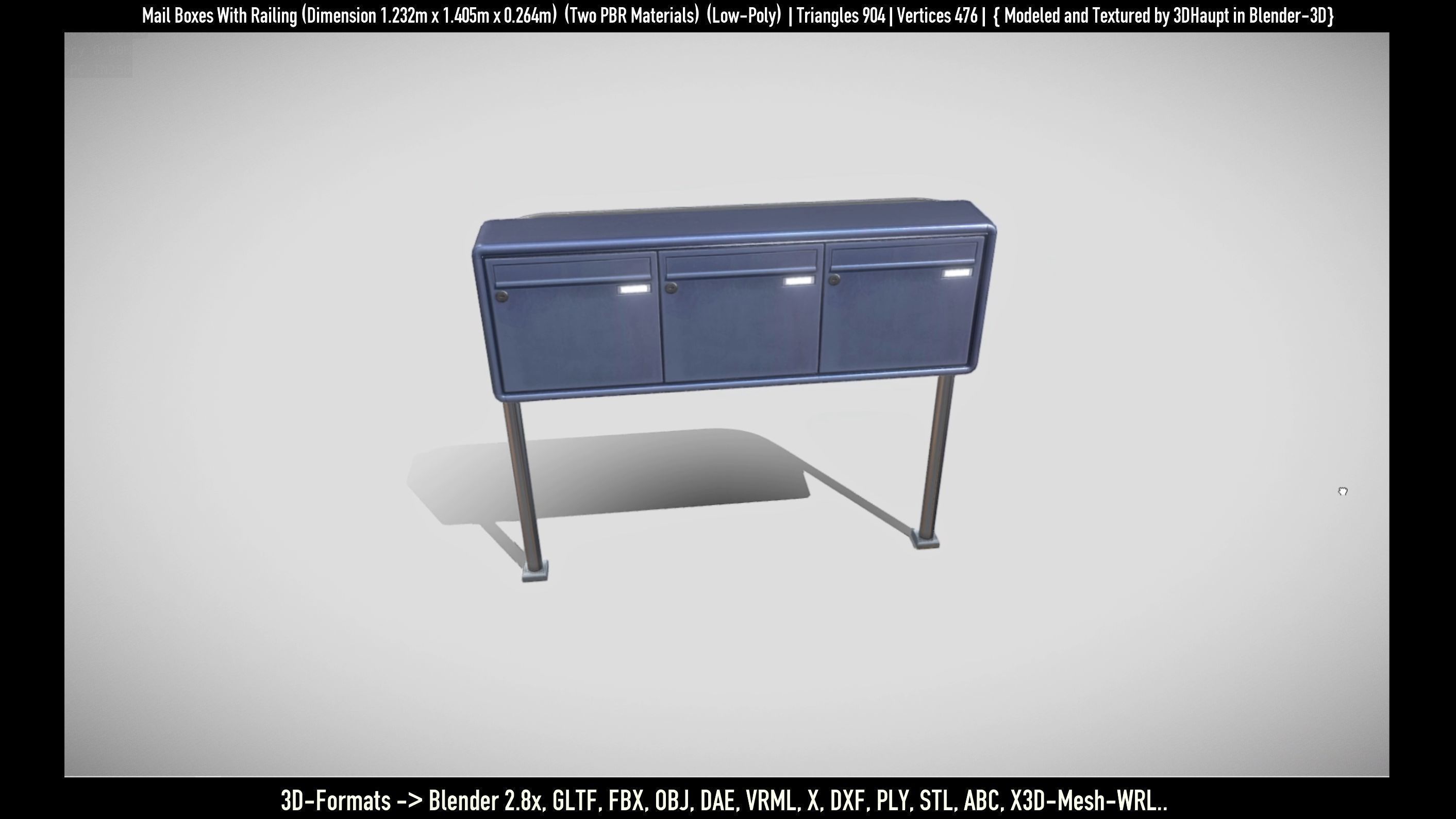 Mail Boxes with Railing Low-poly 3D model_66