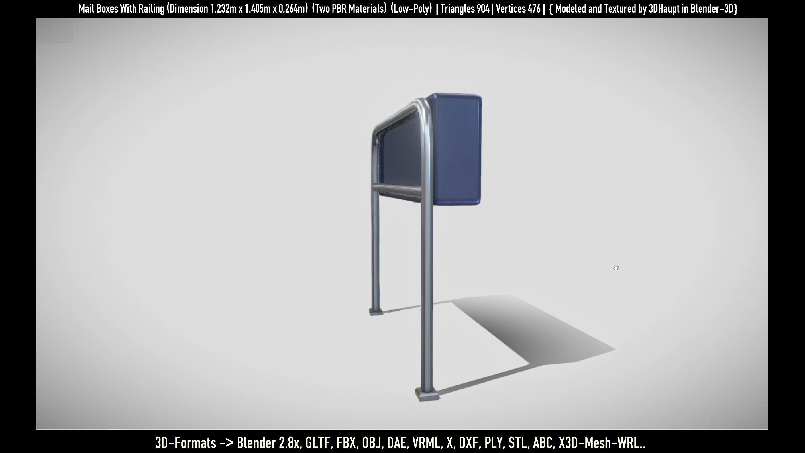 Mail Boxes with Railing Low-poly 3D model_75