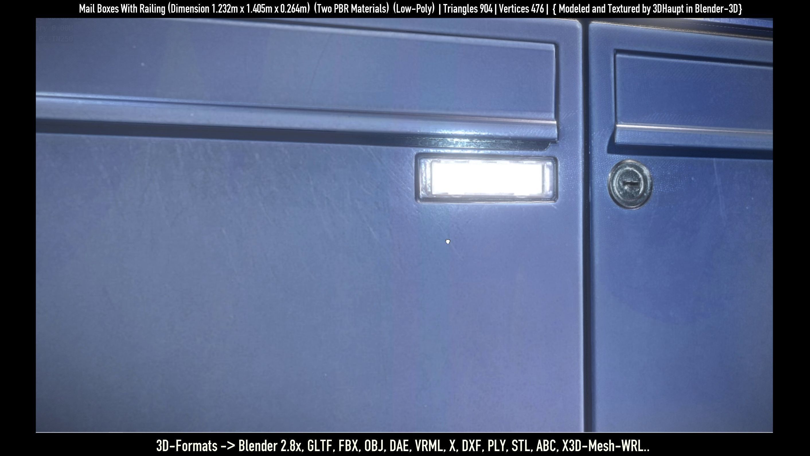 Mail Boxes with Railing Low-poly 3D model_48