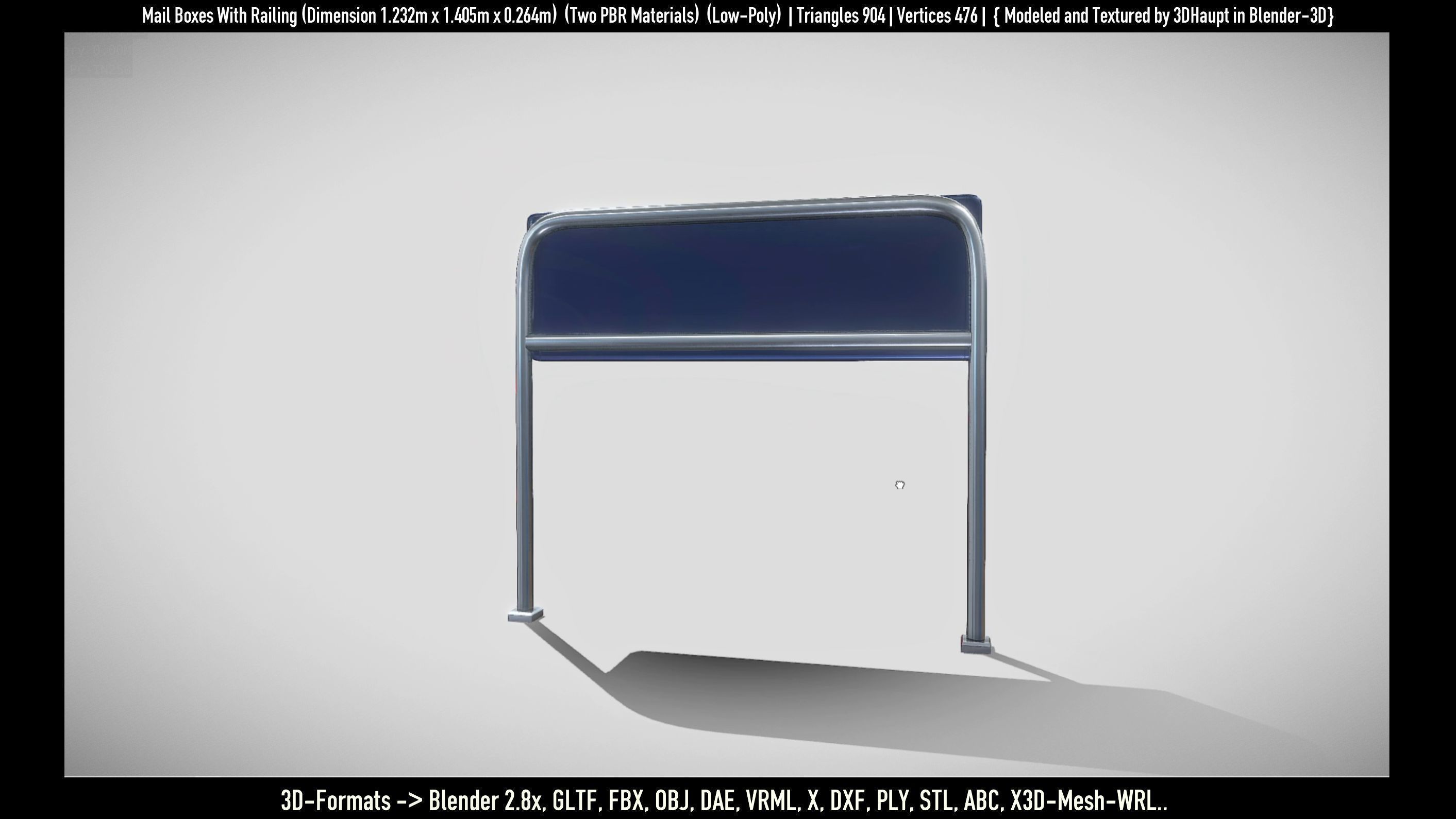 Mail Boxes with Railing Low-poly 3D model_86