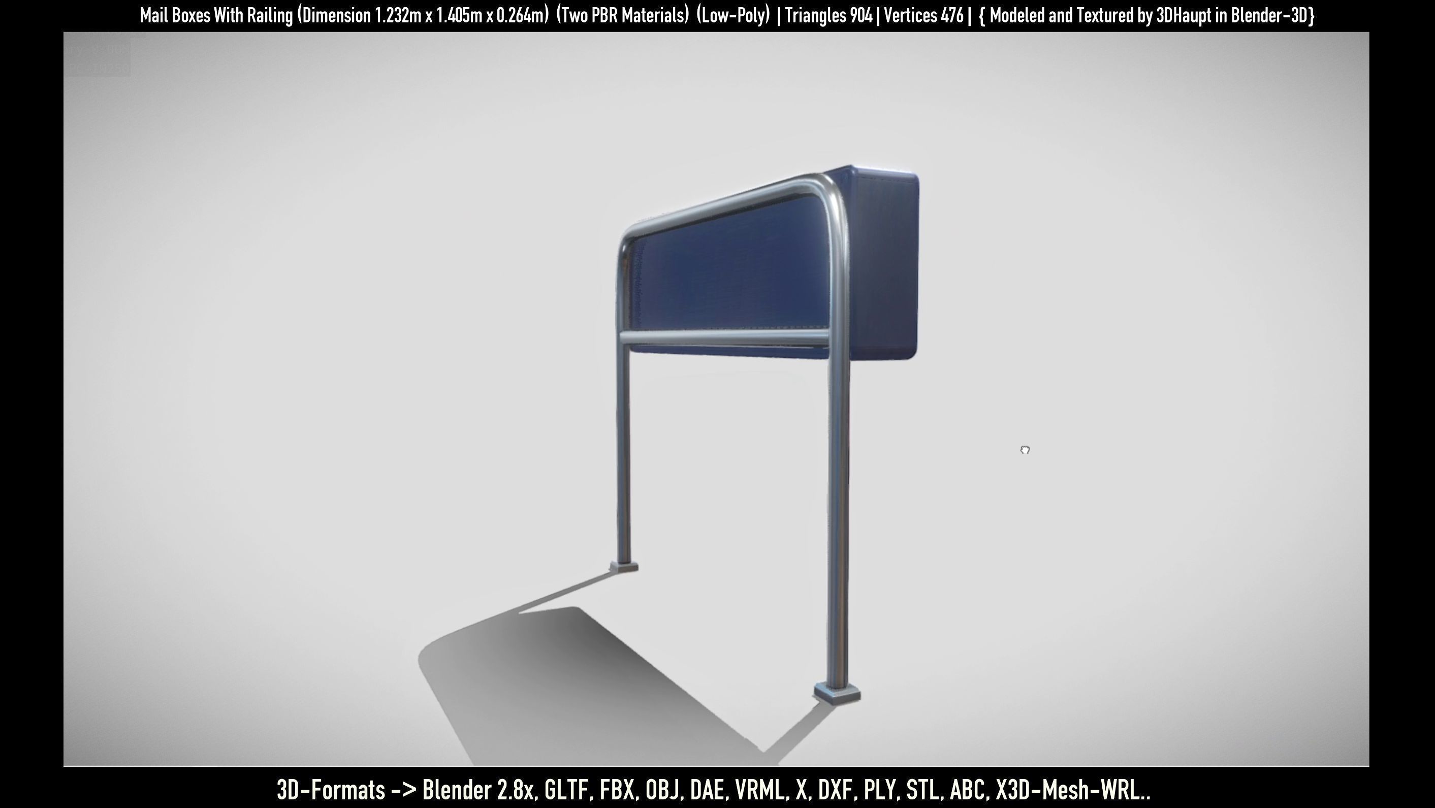 Mail Boxes with Railing Low-poly 3D model_4
