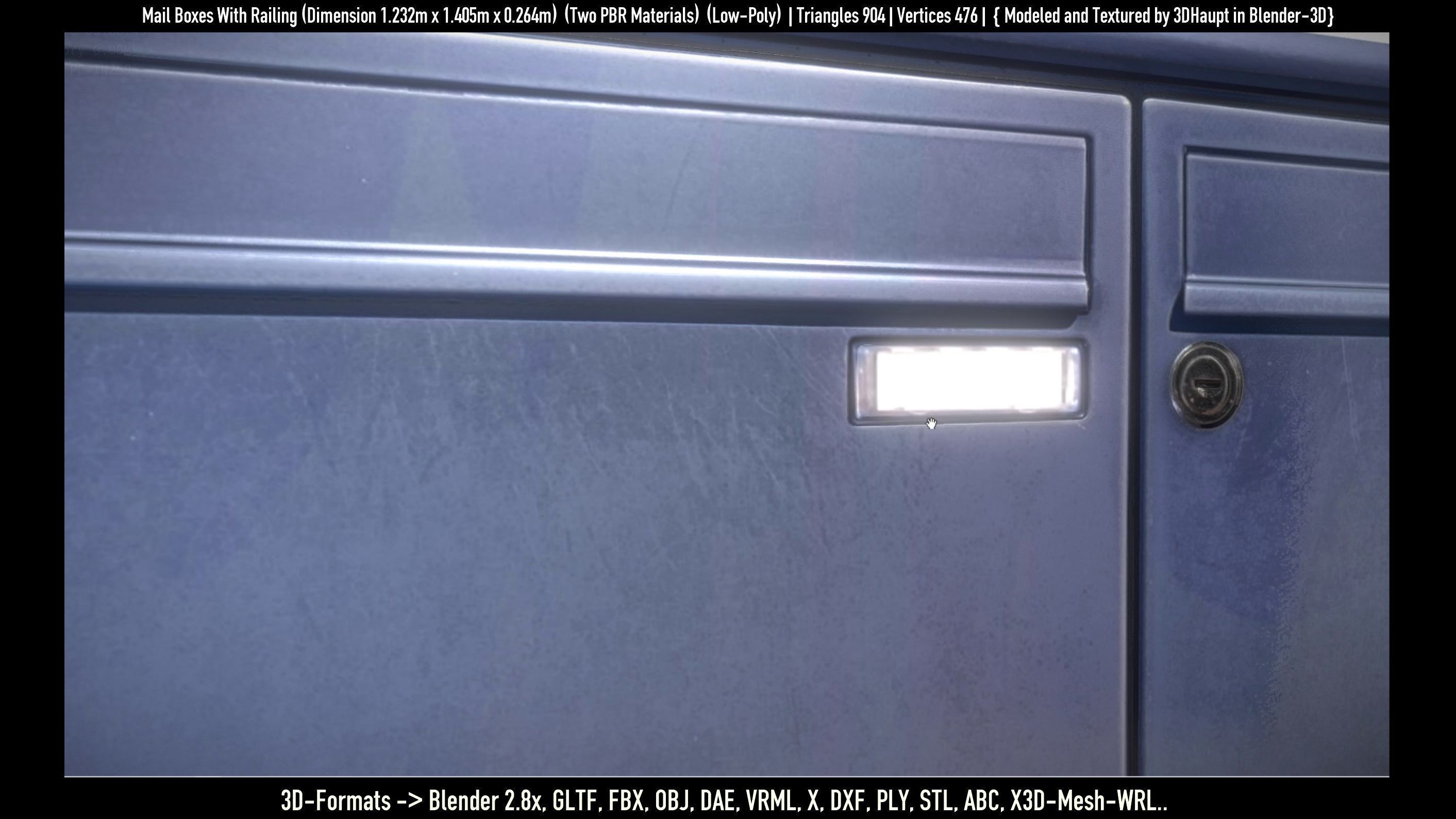 Mail Boxes with Railing Low-poly 3D model_16