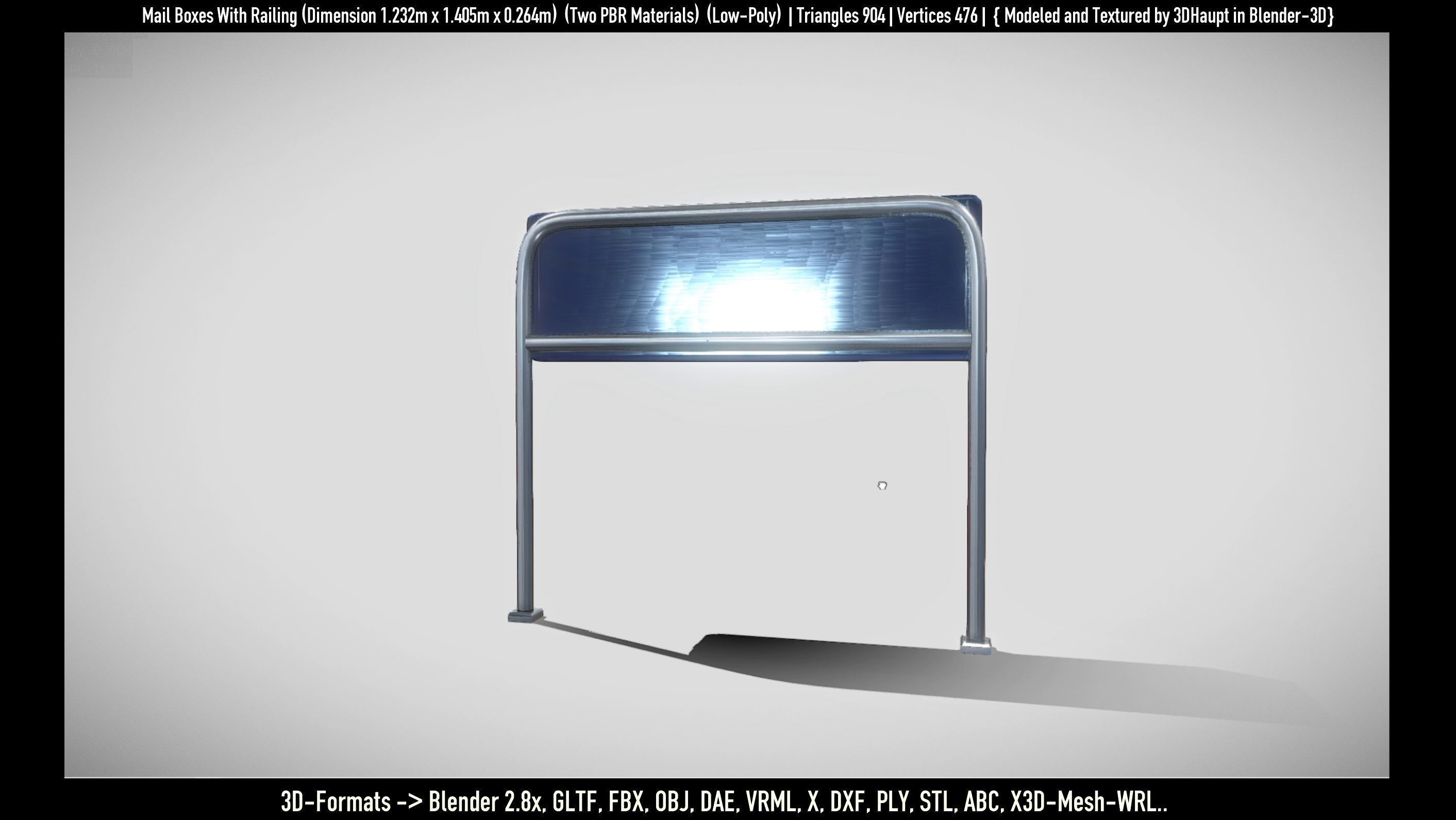 Mail Boxes with Railing Low-poly 3D model_84