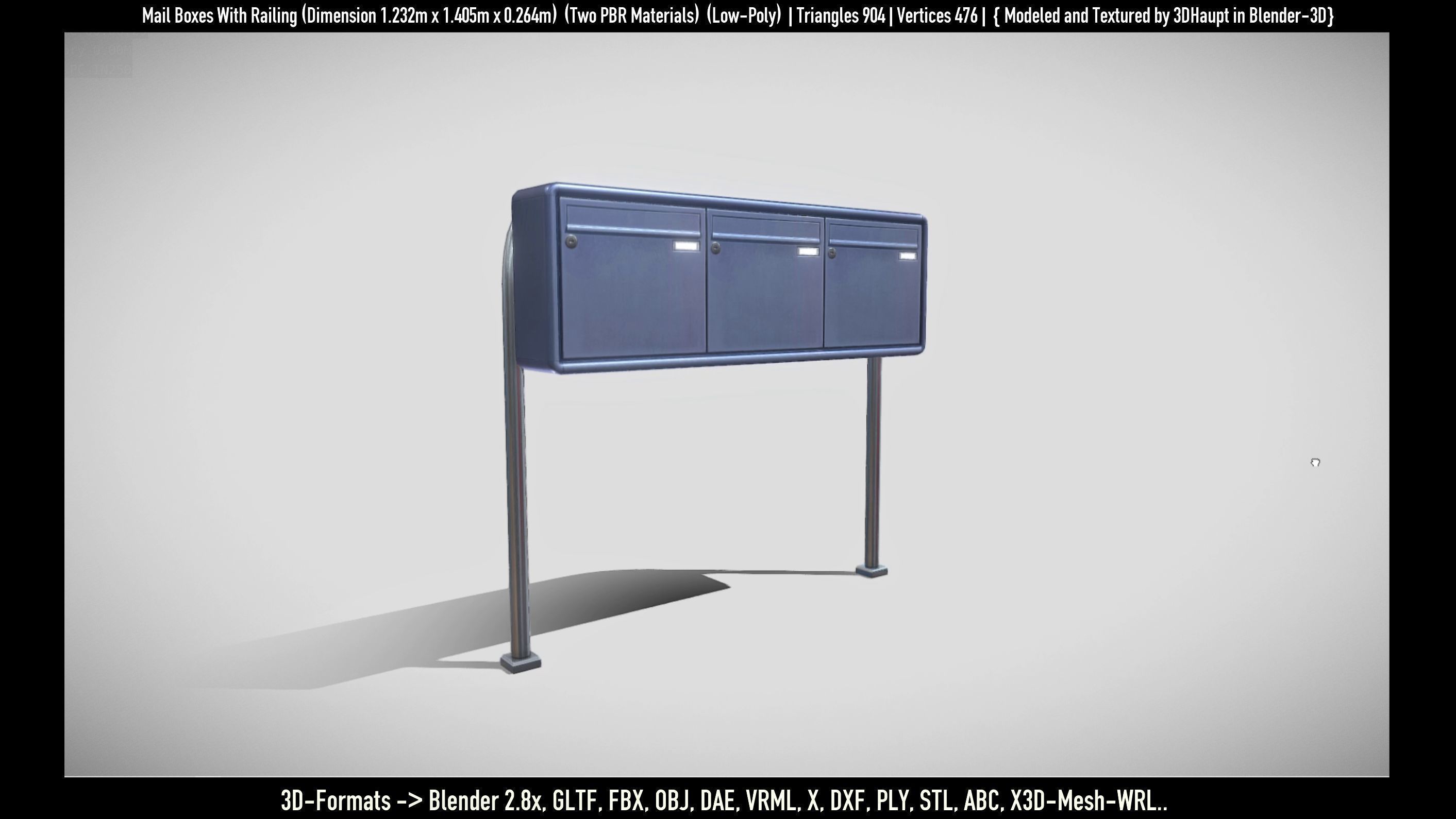 Mail Boxes with Railing Low-poly 3D model_68