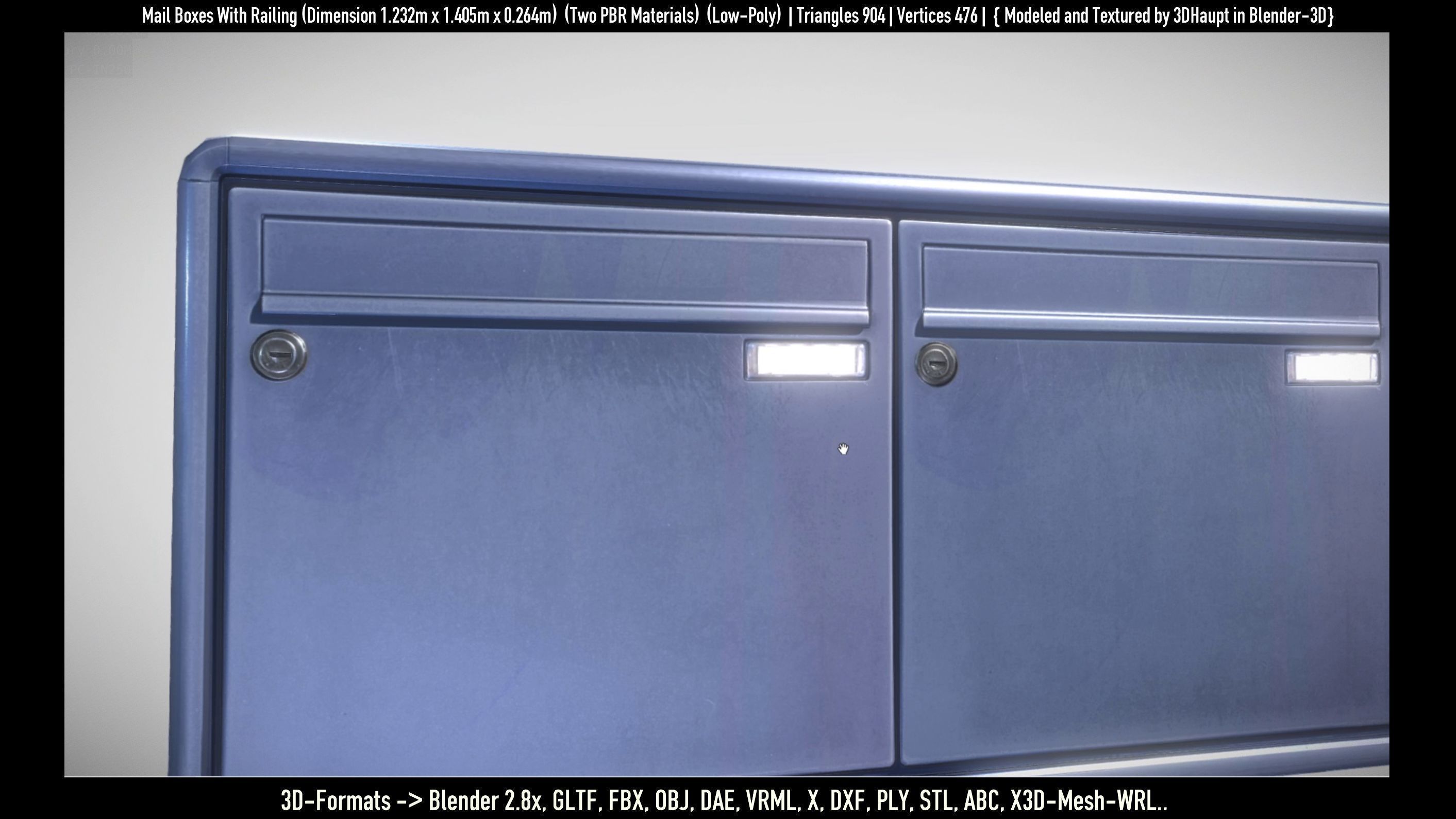 Mail Boxes with Railing Low-poly 3D model_53