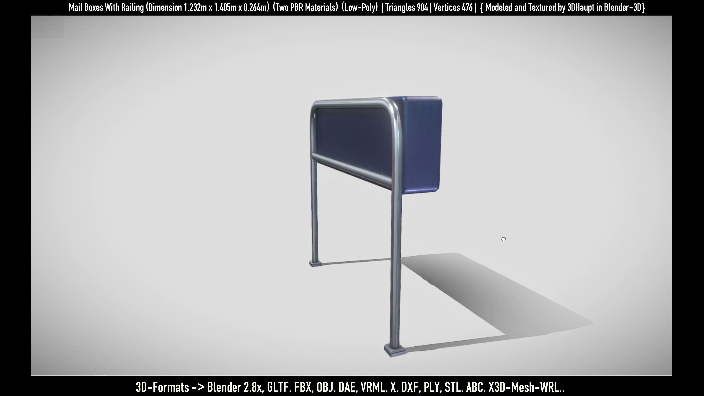 Mail Boxes with Railing Low-poly 3D model_41
