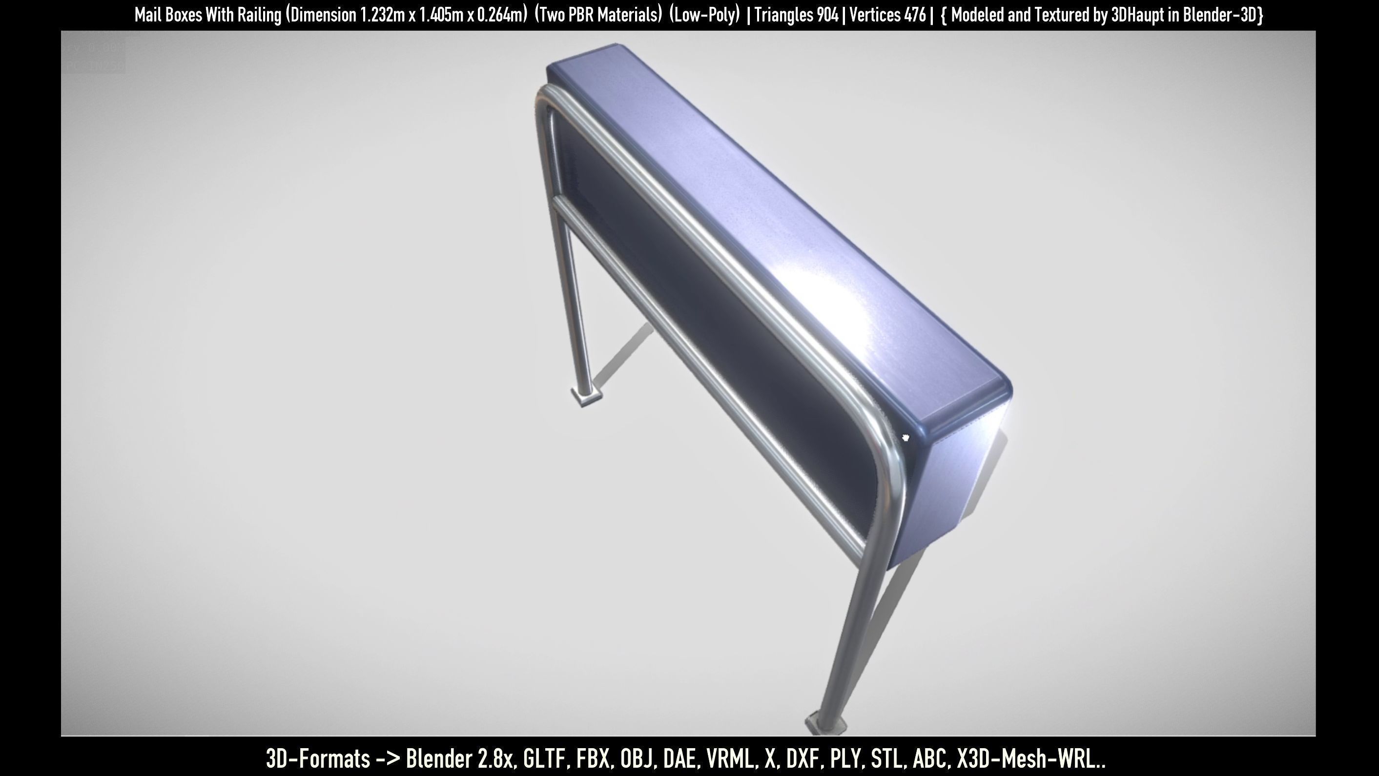 Mail Boxes with Railing Low-poly 3D model_19