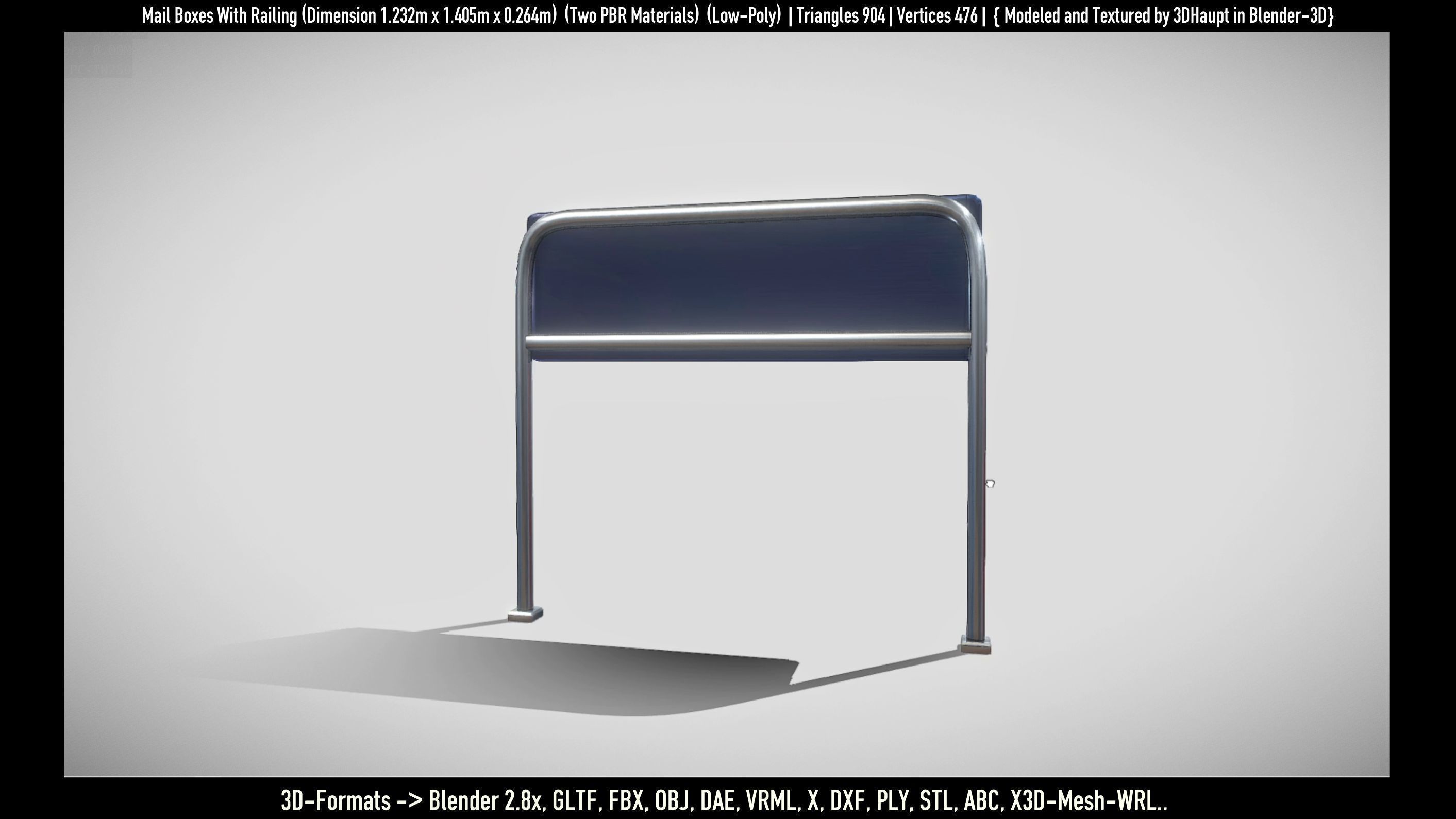 Mail Boxes with Railing Low-poly 3D model_79