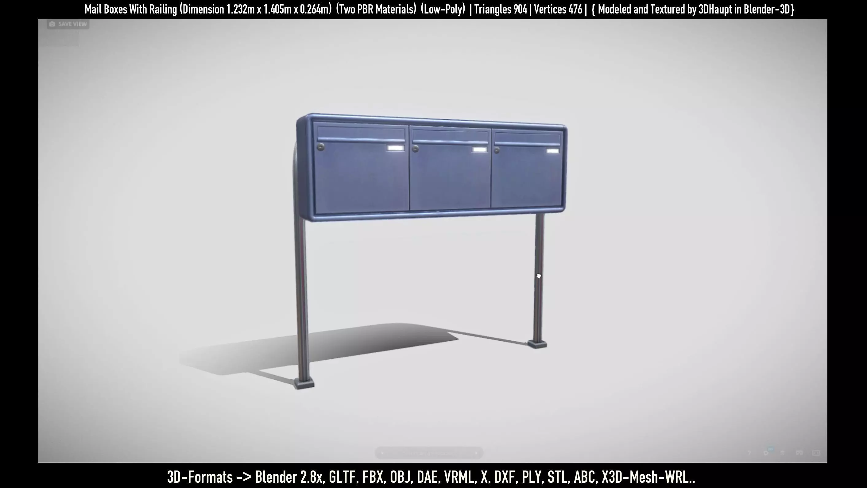 Mail Boxes with Railing Low-poly 3D model_0