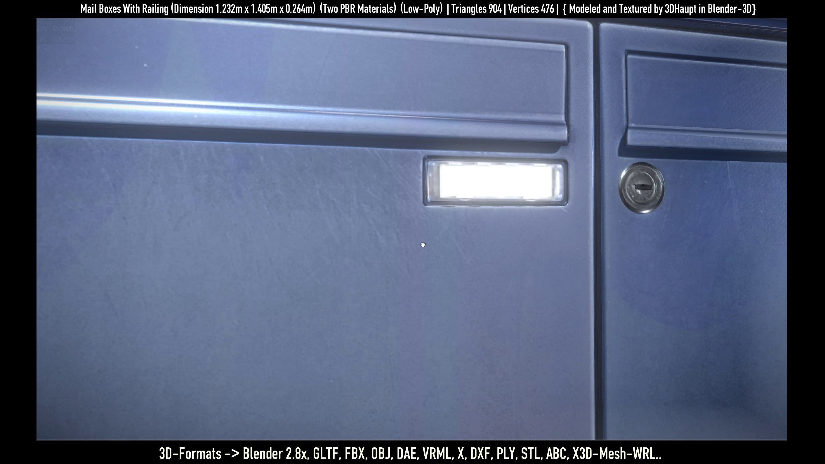 Mail Boxes with Railing Low-poly 3D model_17