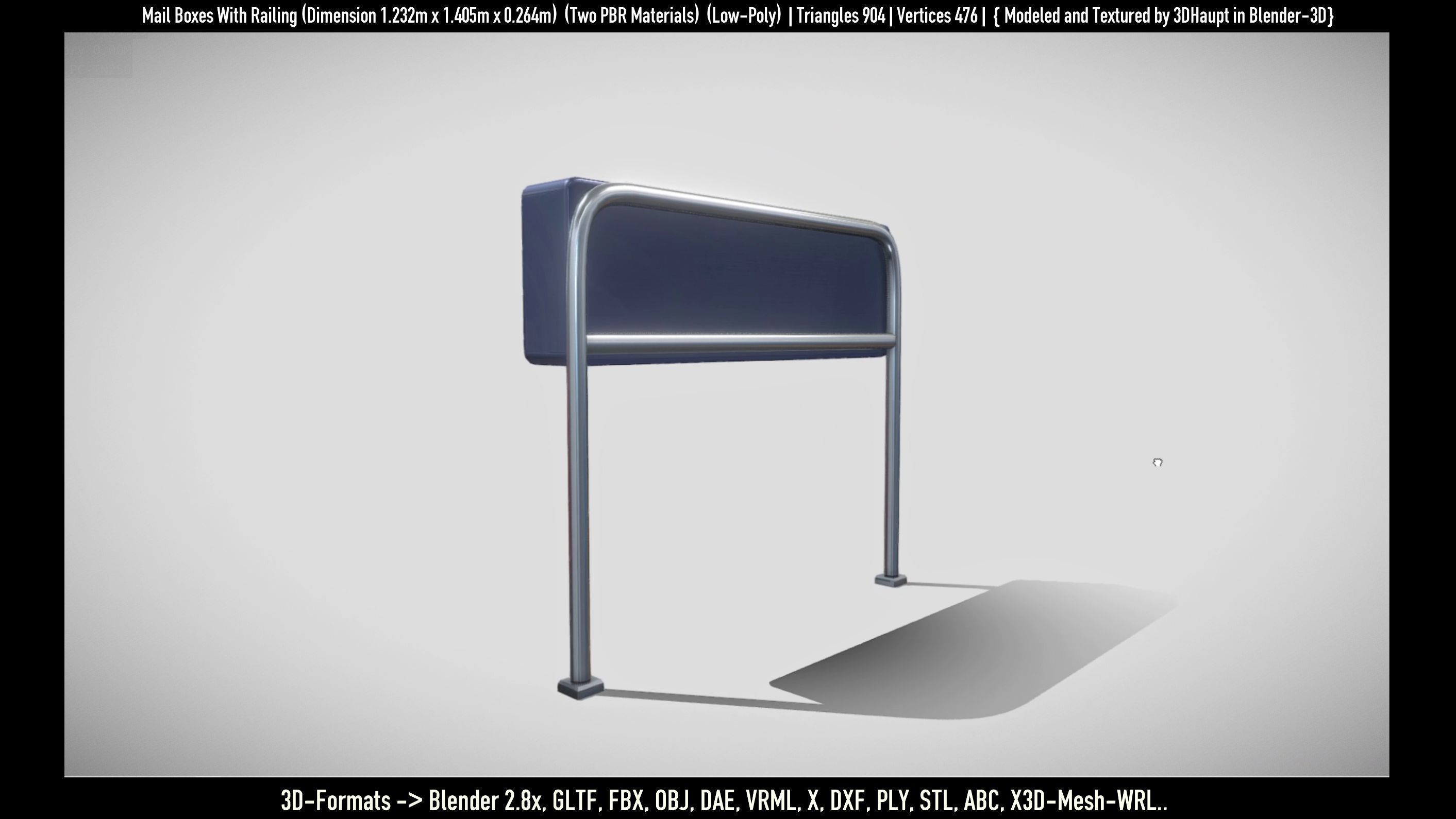 Mail Boxes with Railing Low-poly 3D model_7