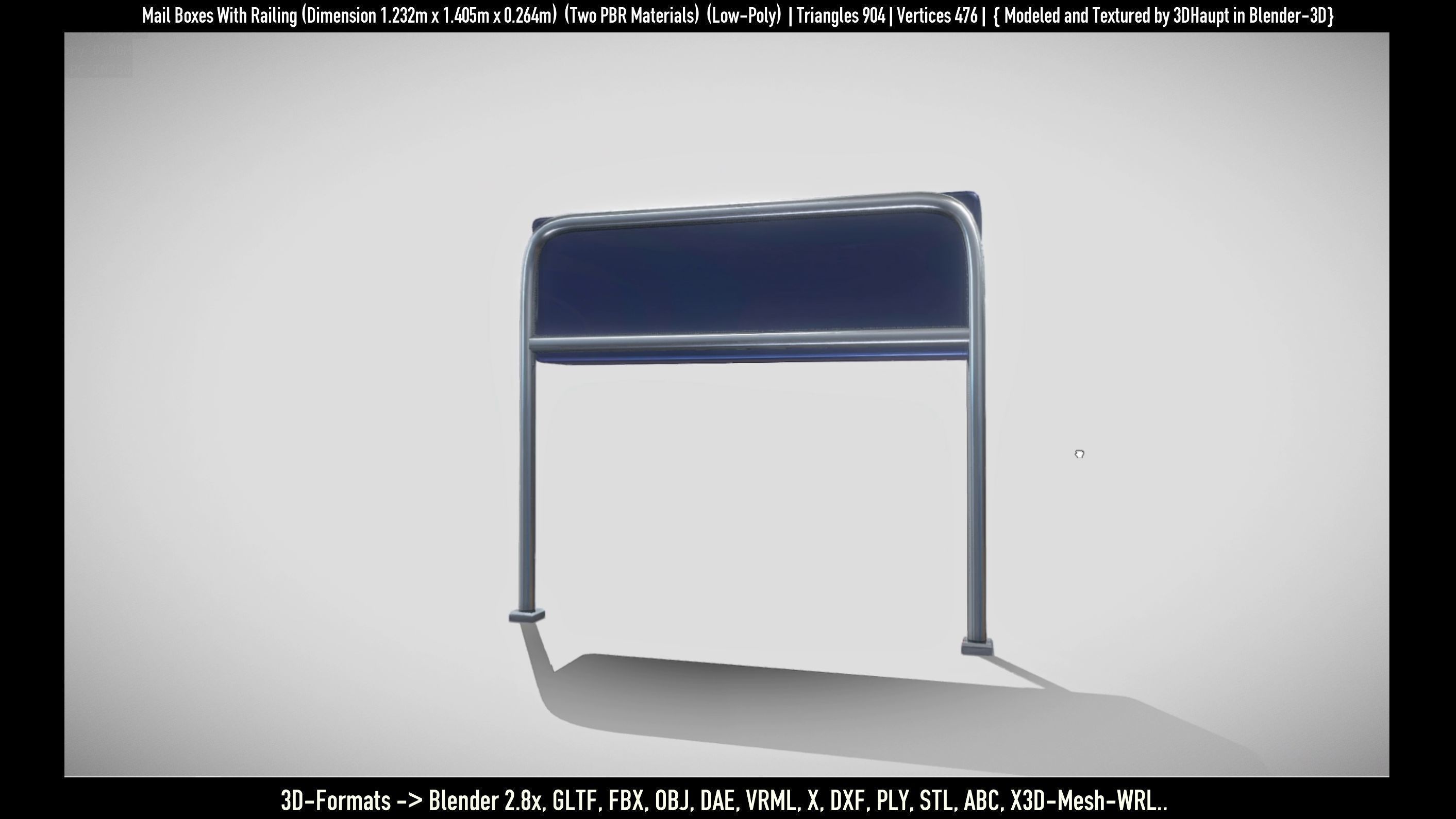 Mail Boxes with Railing Low-poly 3D model_60