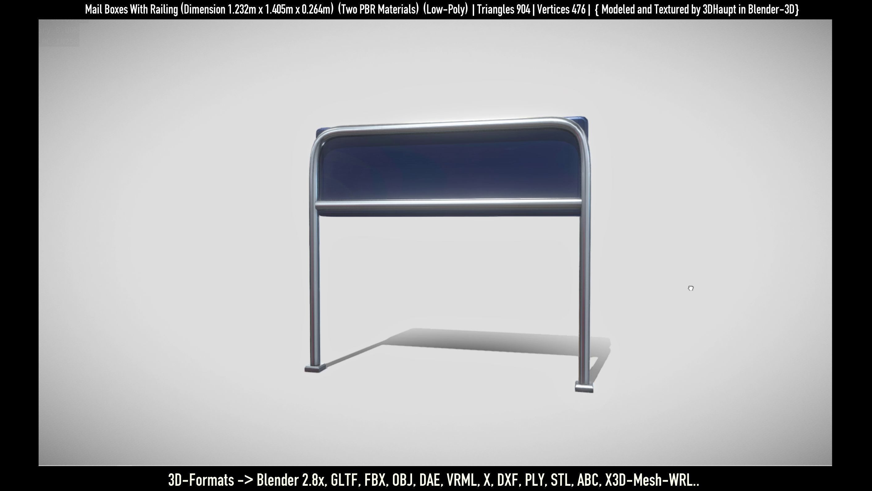 Mail Boxes with Railing Low-poly 3D model_30