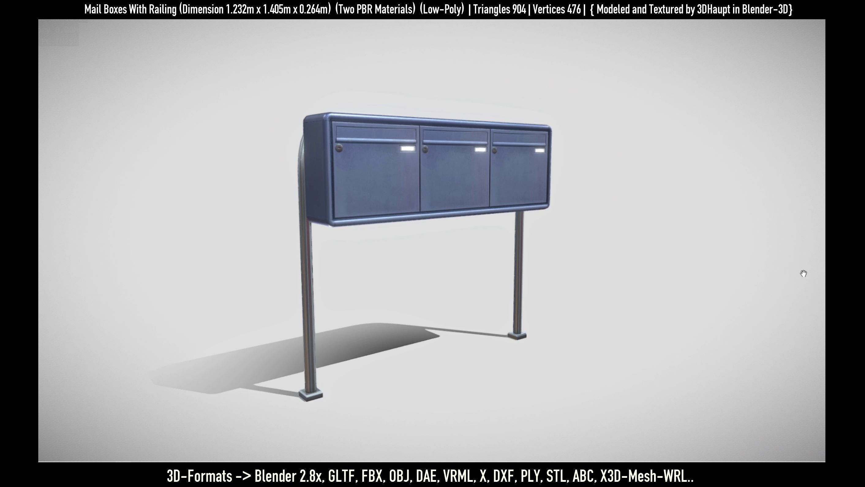 Mail Boxes with Railing Low-poly 3D model_67