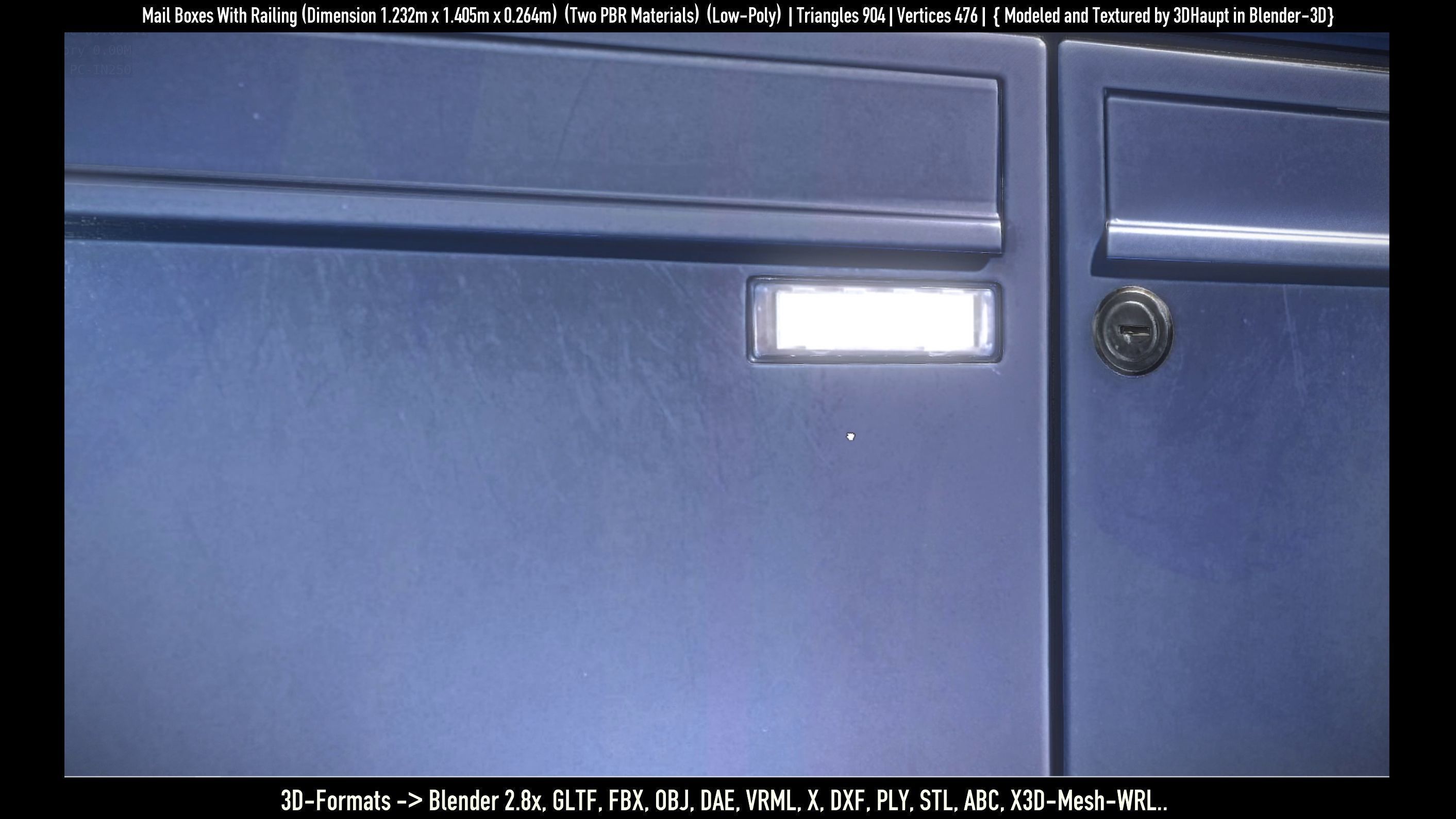 Mail Boxes with Railing Low-poly 3D model_49