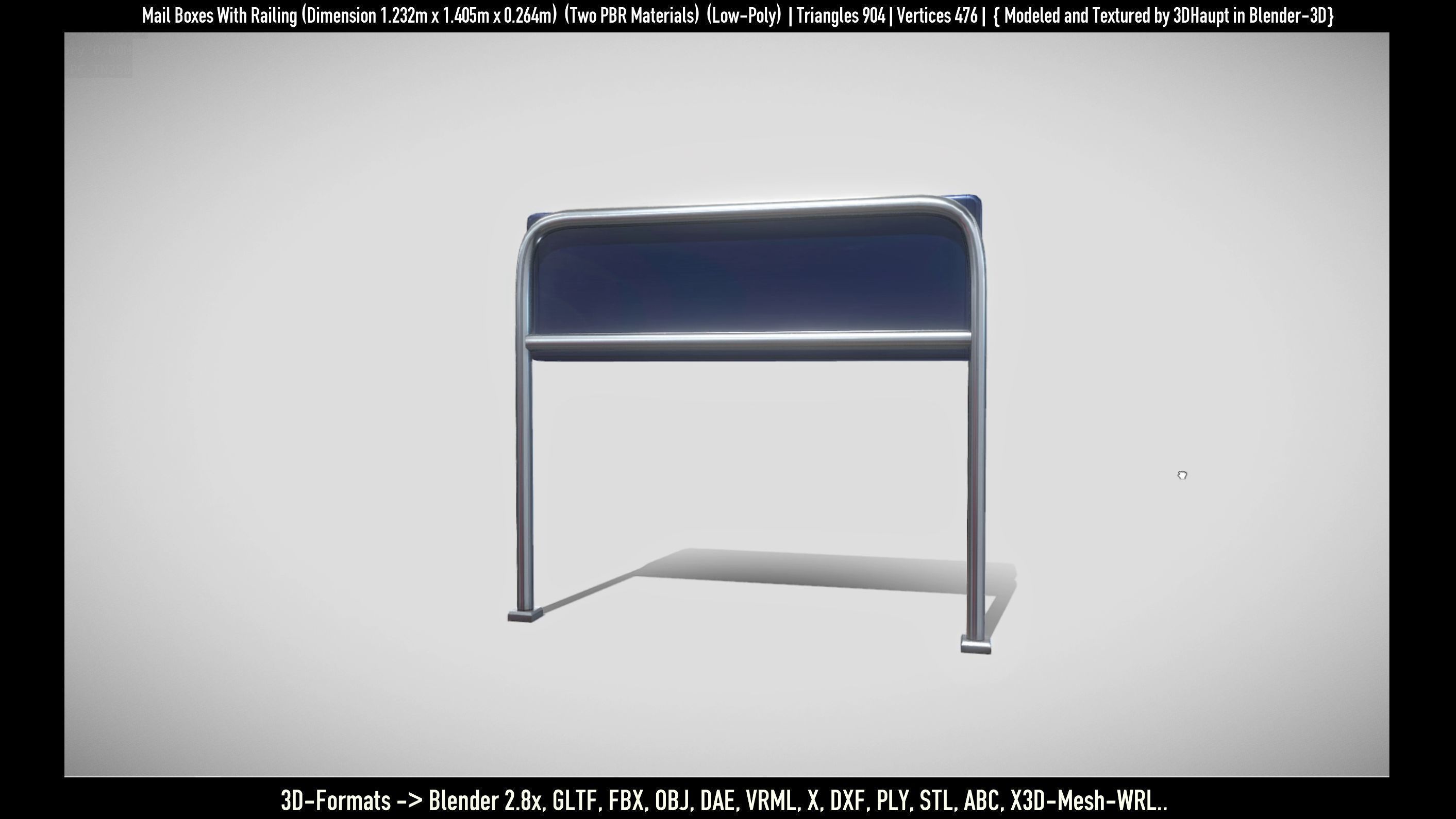 Mail Boxes with Railing Low-poly 3D model_90