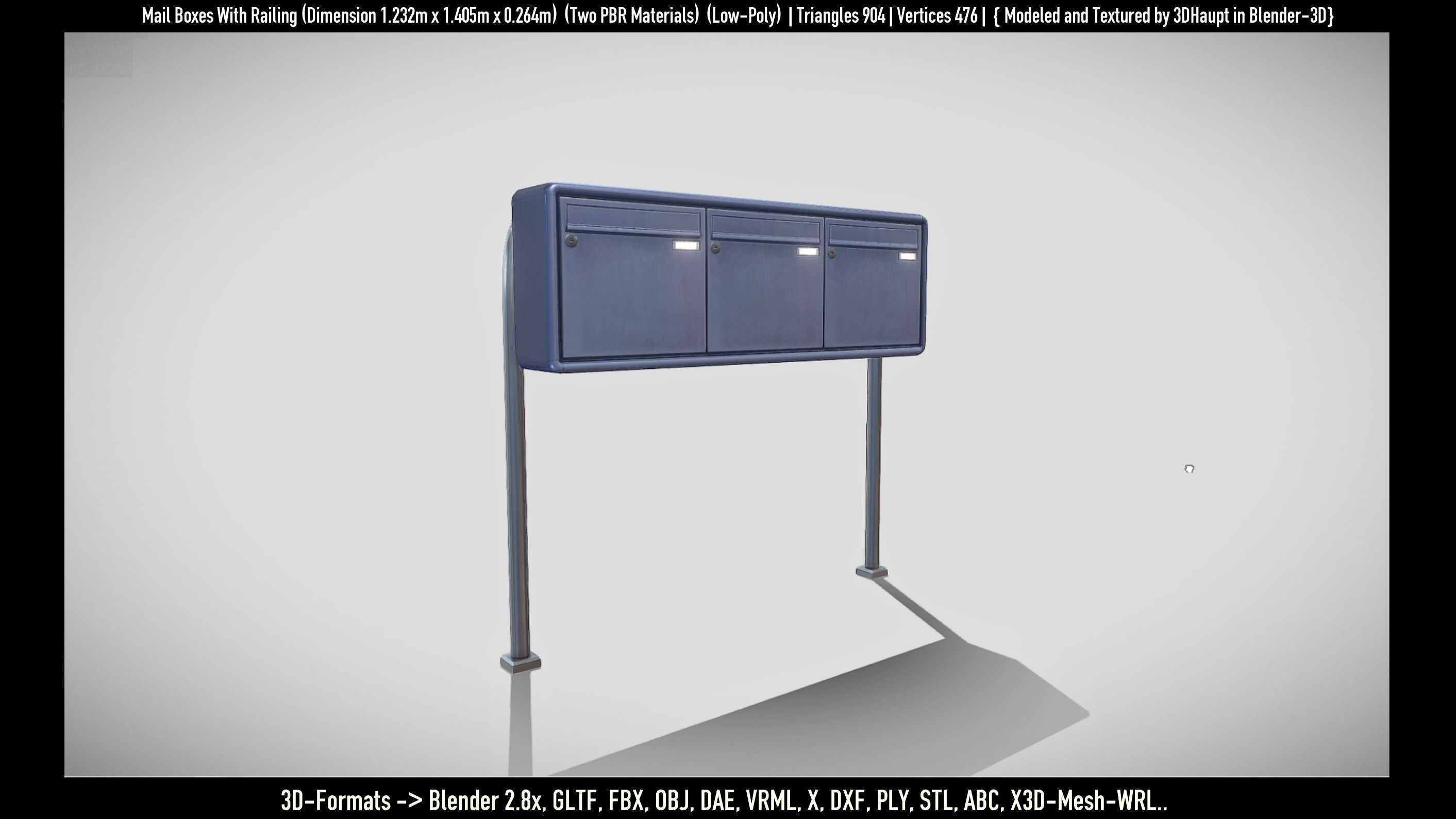 Mail Boxes with Railing Low-poly 3D model_71