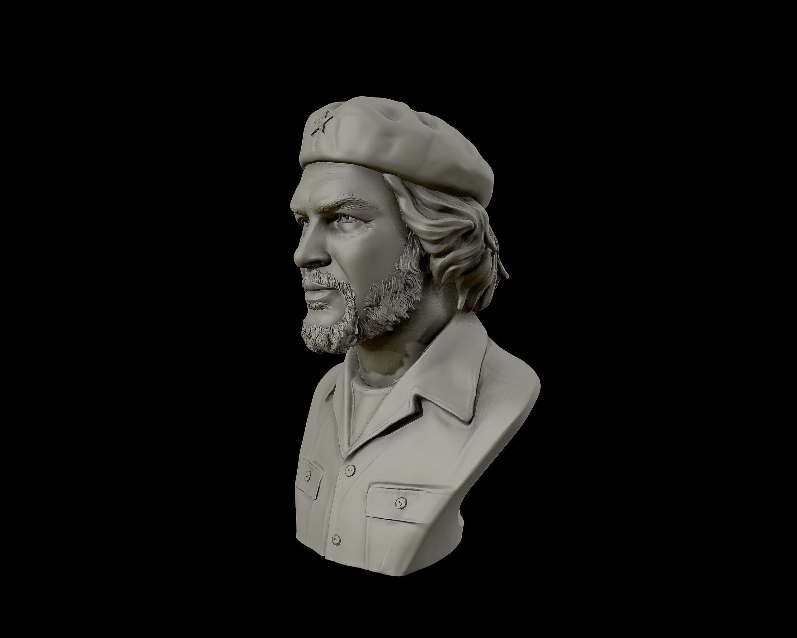 Che Guevara 3D Portrait Sculpture 3D print model_12