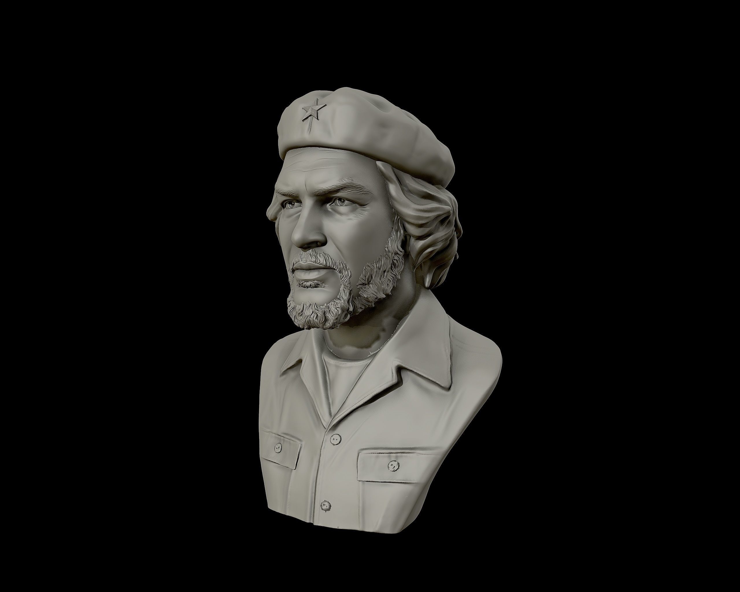 Che Guevara 3D Portrait Sculpture 3D print model_11