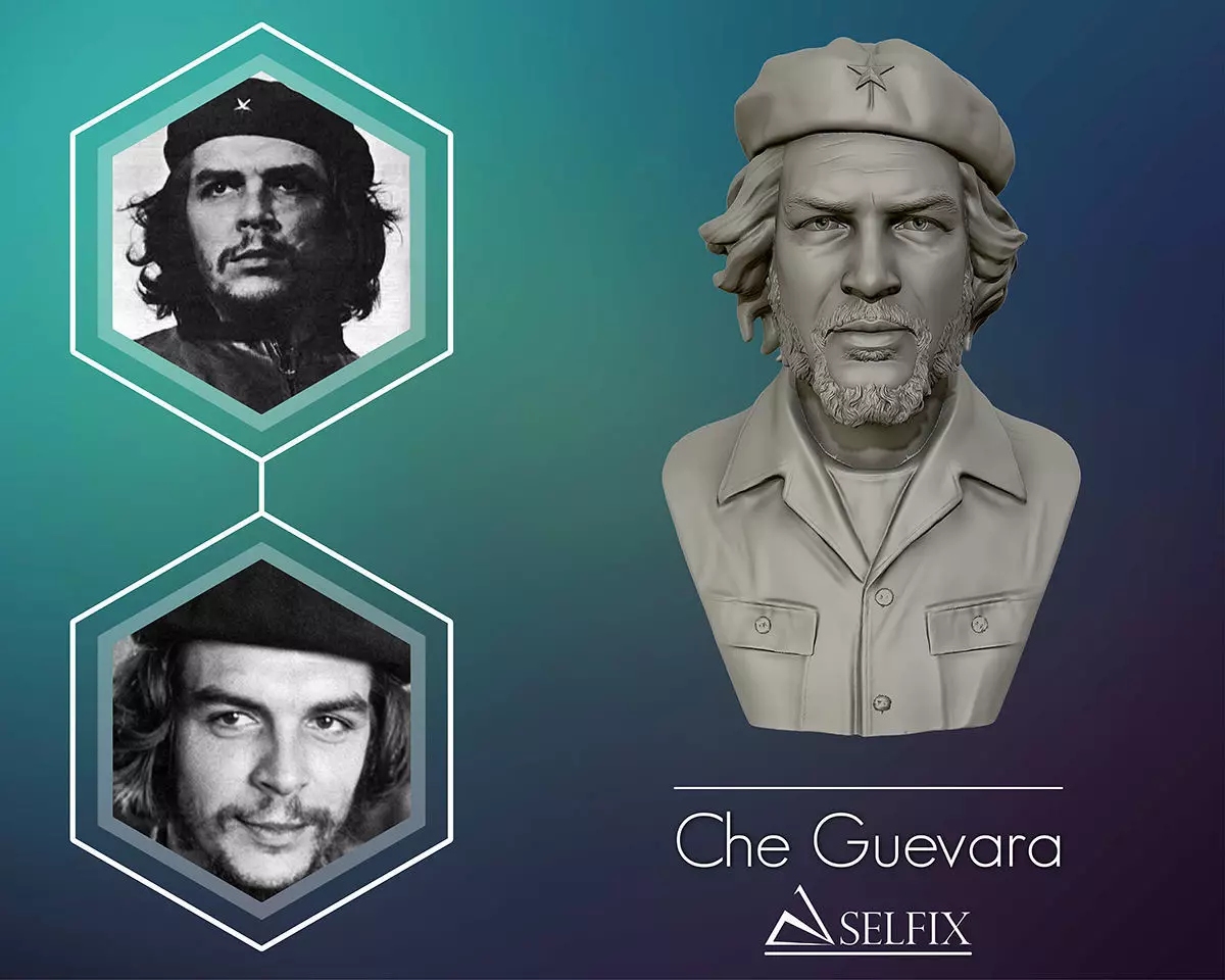 Che Guevara 3D Portrait Sculpture 3D print model_0