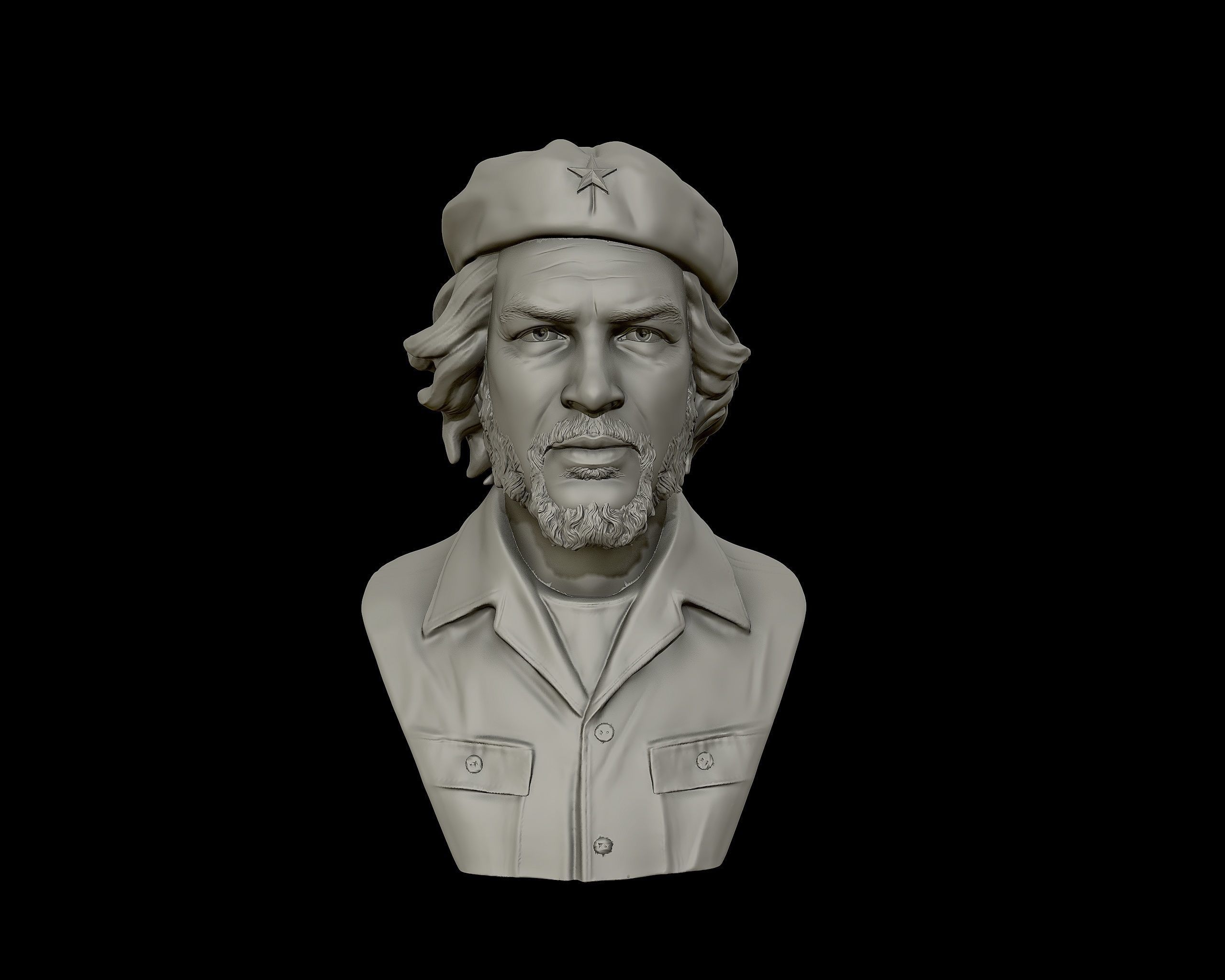 Che Guevara 3D Portrait Sculpture 3D print model_9