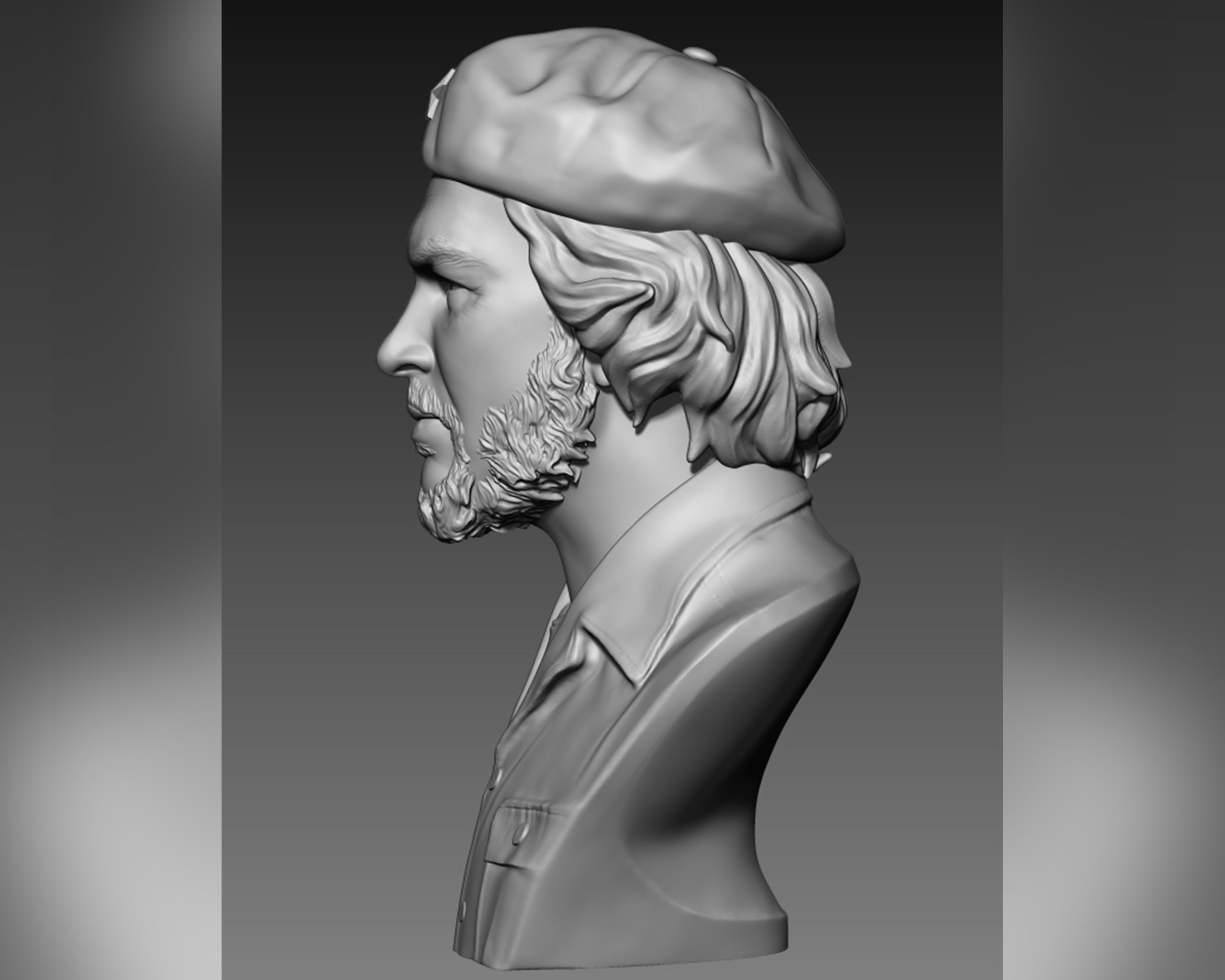Che Guevara 3D Portrait Sculpture 3D print model_4