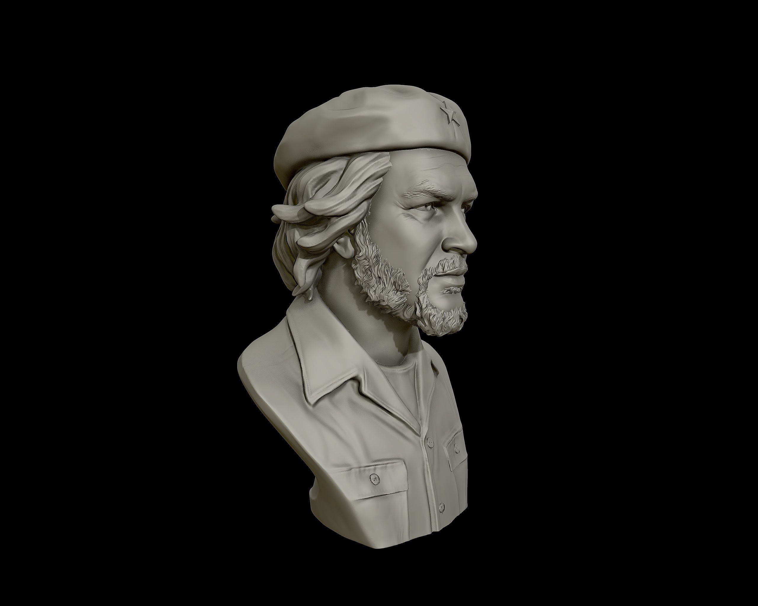 Che Guevara 3D Portrait Sculpture 3D print model_17