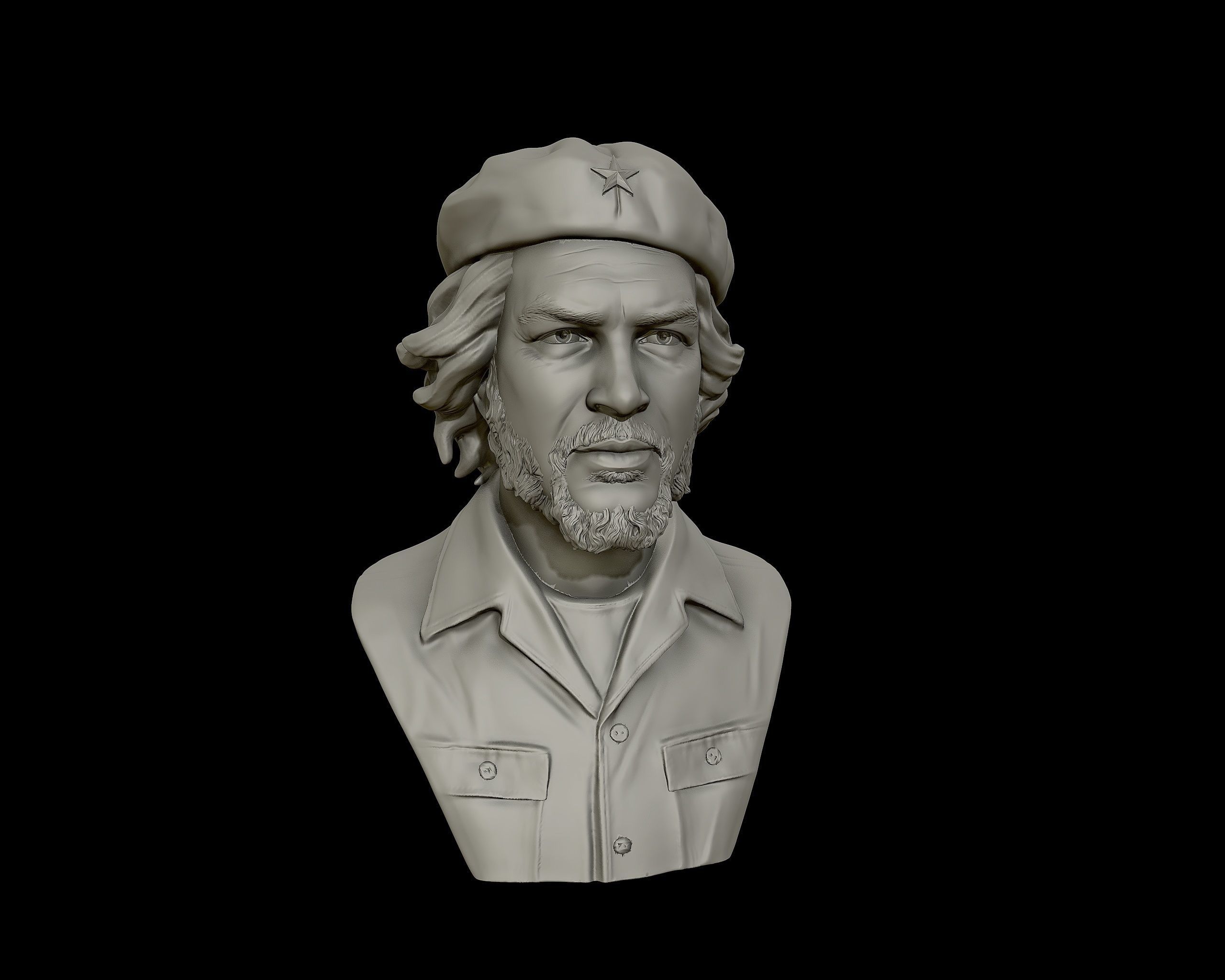 Che Guevara 3D Portrait Sculpture 3D print model_5