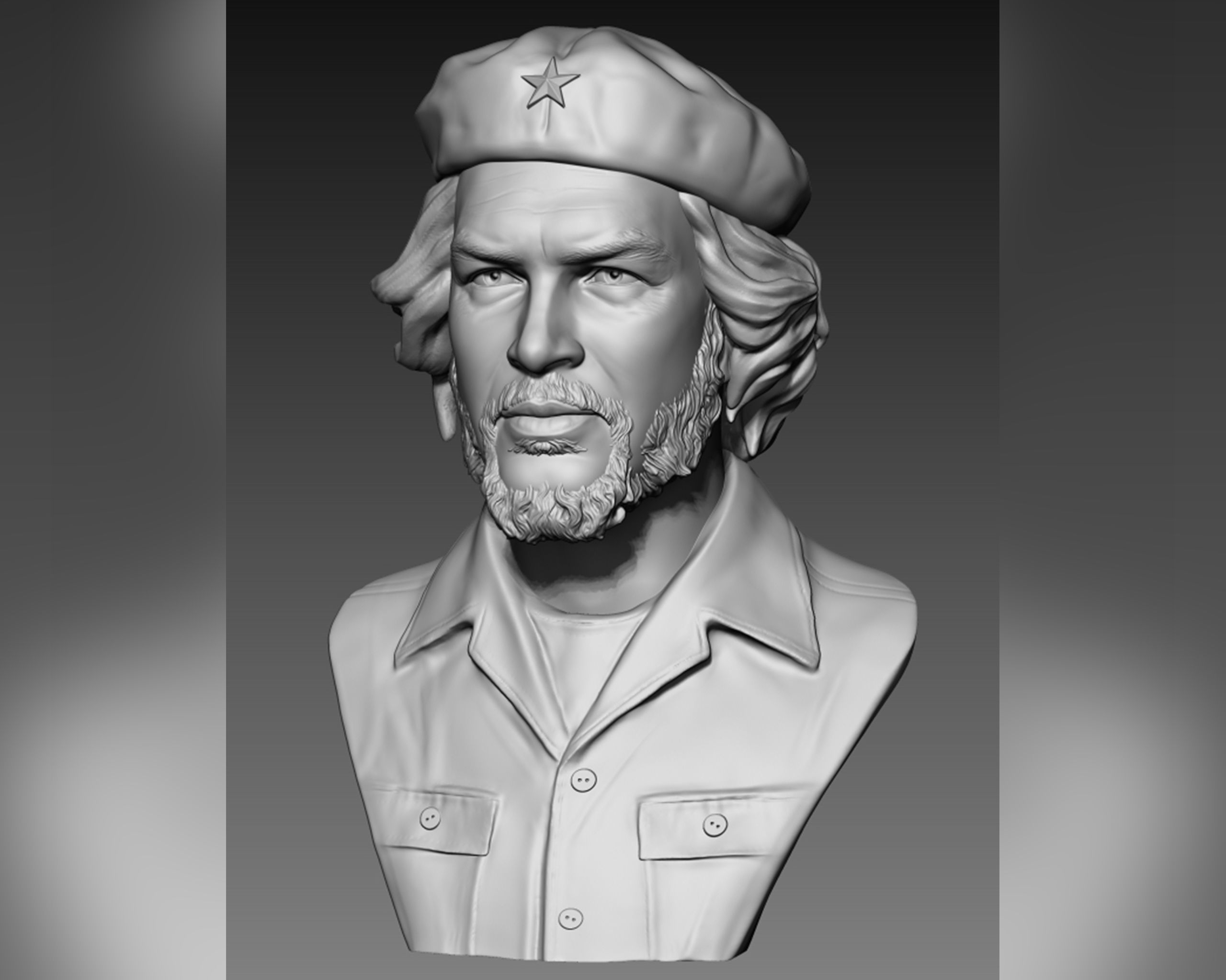 Che Guevara 3D Portrait Sculpture 3D print model_3