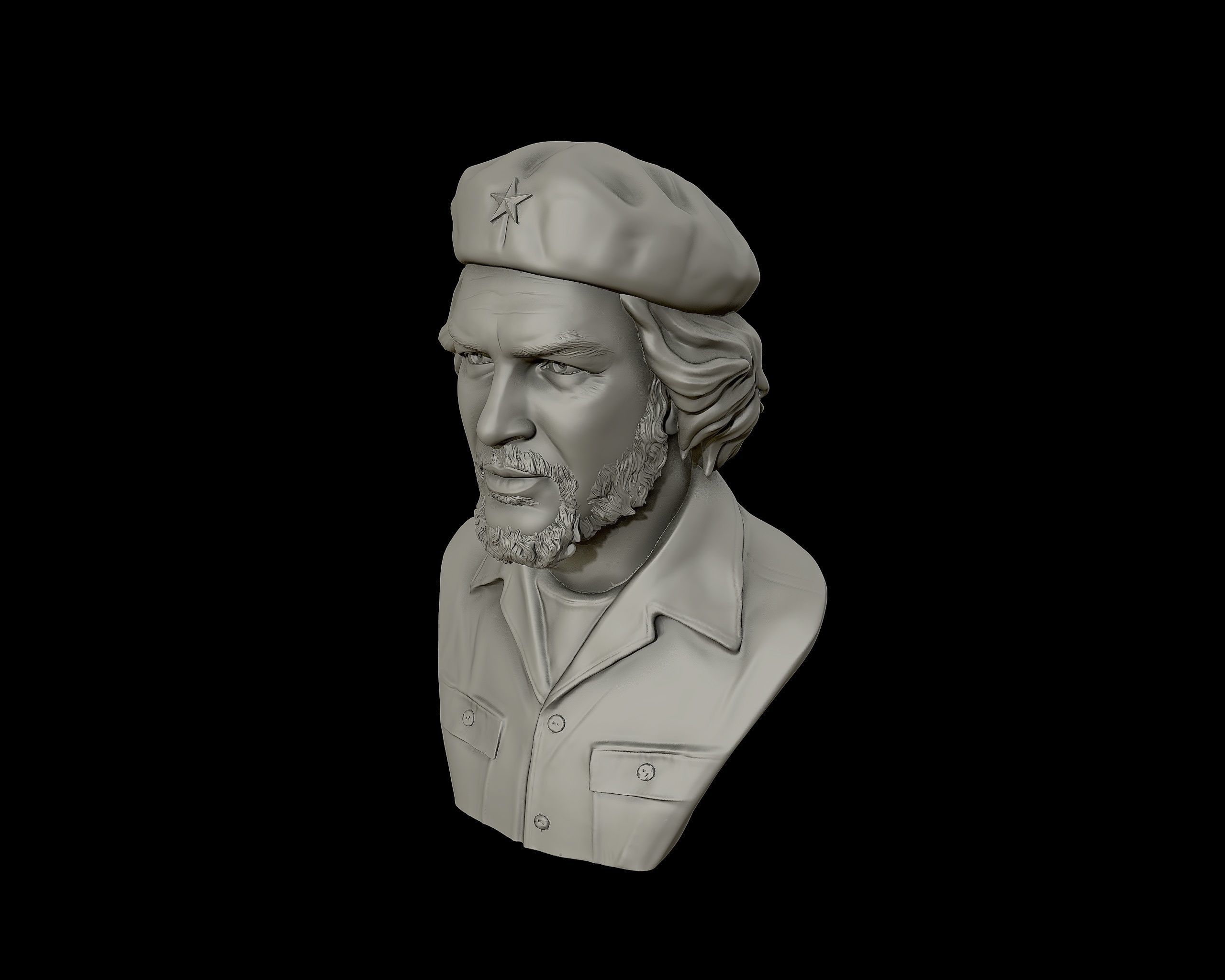 Che Guevara 3D Portrait Sculpture 3D print model_8