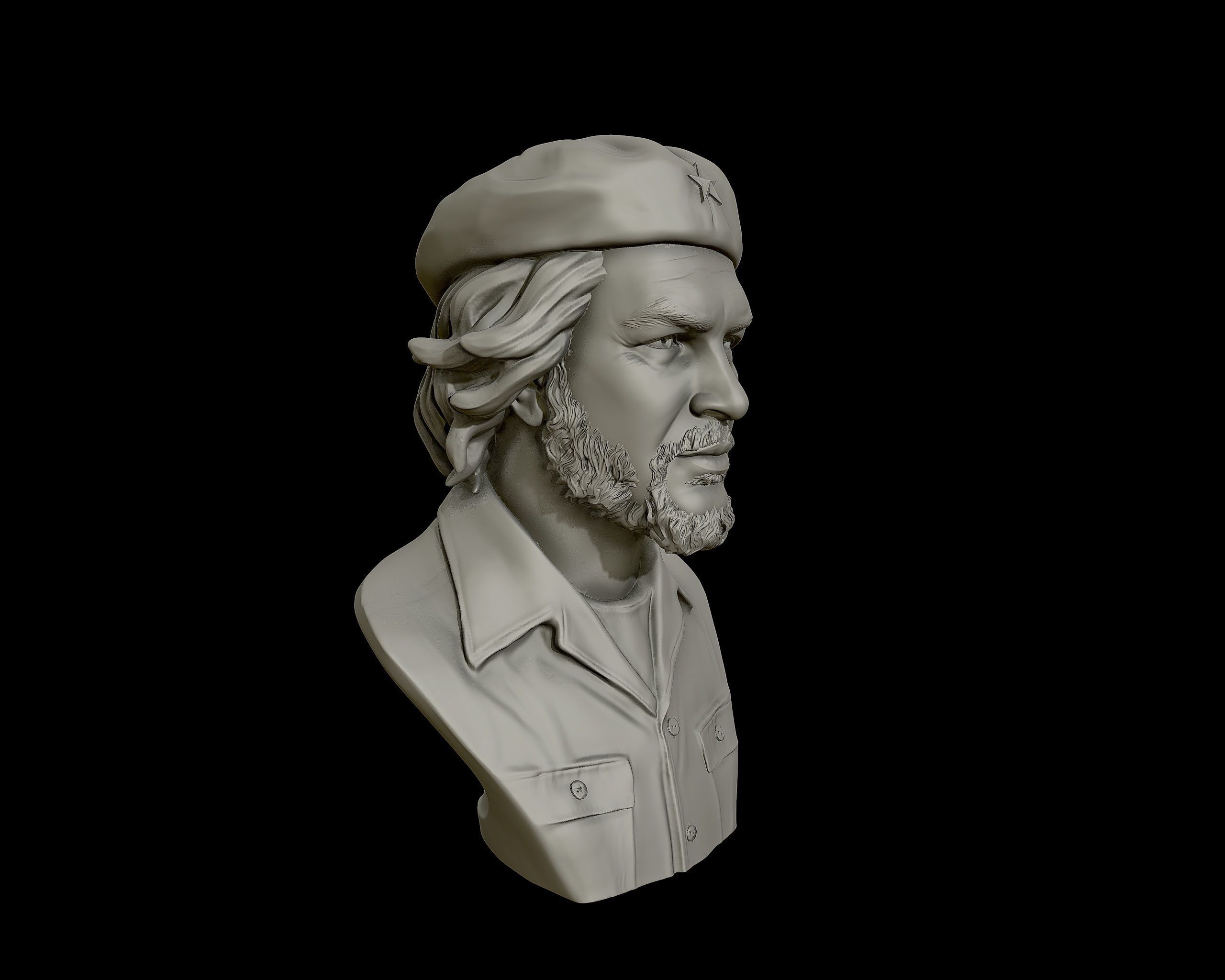Che Guevara 3D Portrait Sculpture 3D print model_7